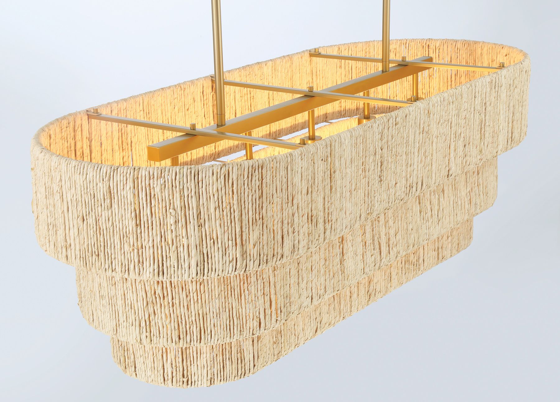 Image 7 Minka Lavery Caviana 5-Lt 48-in Brass Linear Chandelier with Abaca Shades more views
