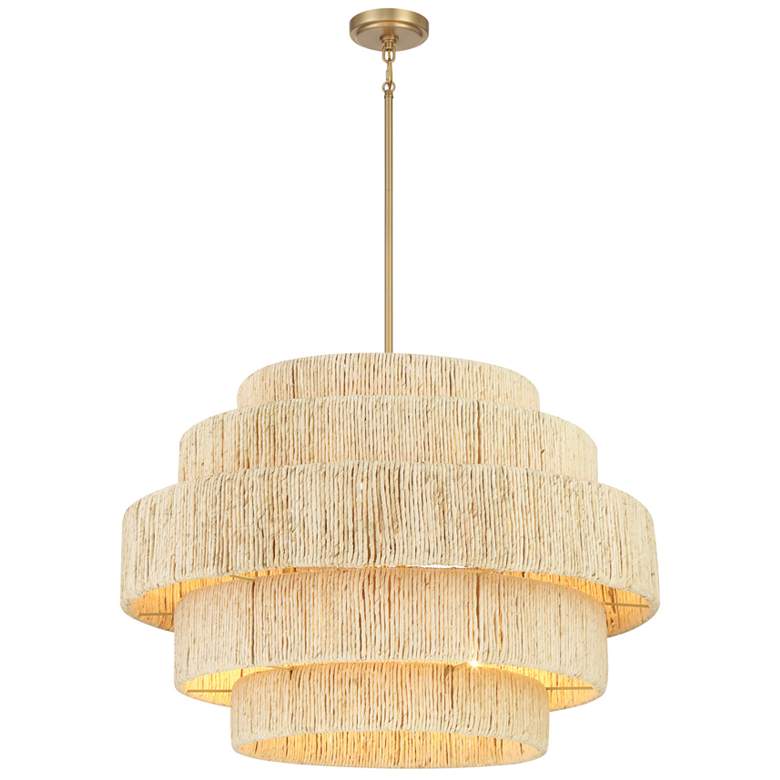 Image 2 Minka Lavery Caviana 6-Light 31-in Brass Pendant with Natural Abaca Shades