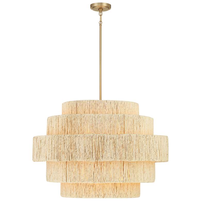 Image 3 Minka Lavery Caviana 6-Light 31-in Brass Pendant with Natural Abaca Shades more views