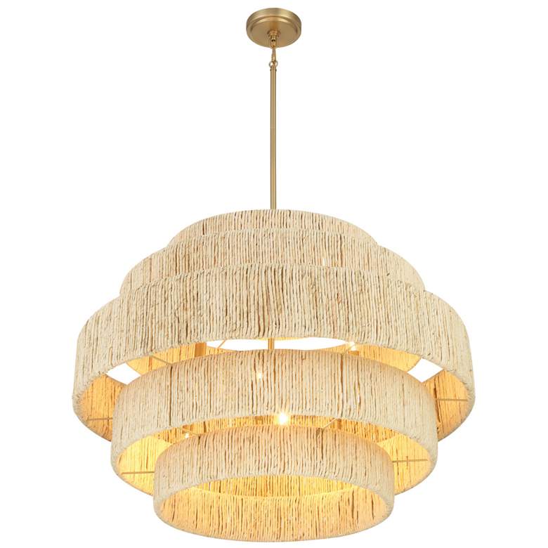 Image 4 Minka Lavery Caviana 6-Light 31-in Brass Pendant with Natural Abaca Shades more views