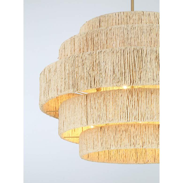 Image 5 Minka Lavery Caviana 6-Light 31-in Brass Pendant with Natural Abaca Shades more views