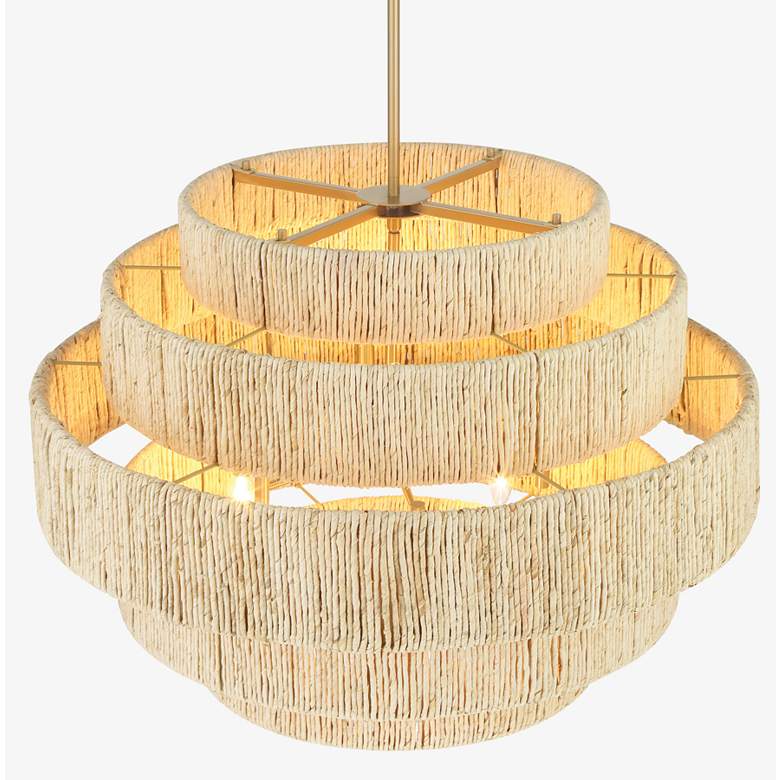 Image 6 Minka Lavery Caviana 6-Light 31-in Brass Pendant with Natural Abaca Shades more views