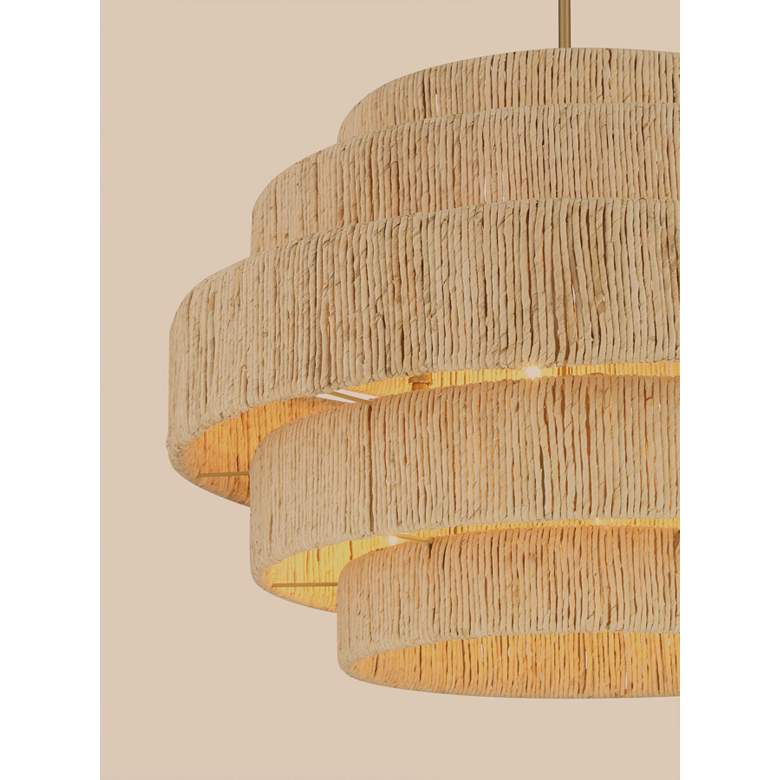 Image 7 Minka Lavery Caviana 6-Light 31-in Brass Pendant with Natural Abaca Shades more views