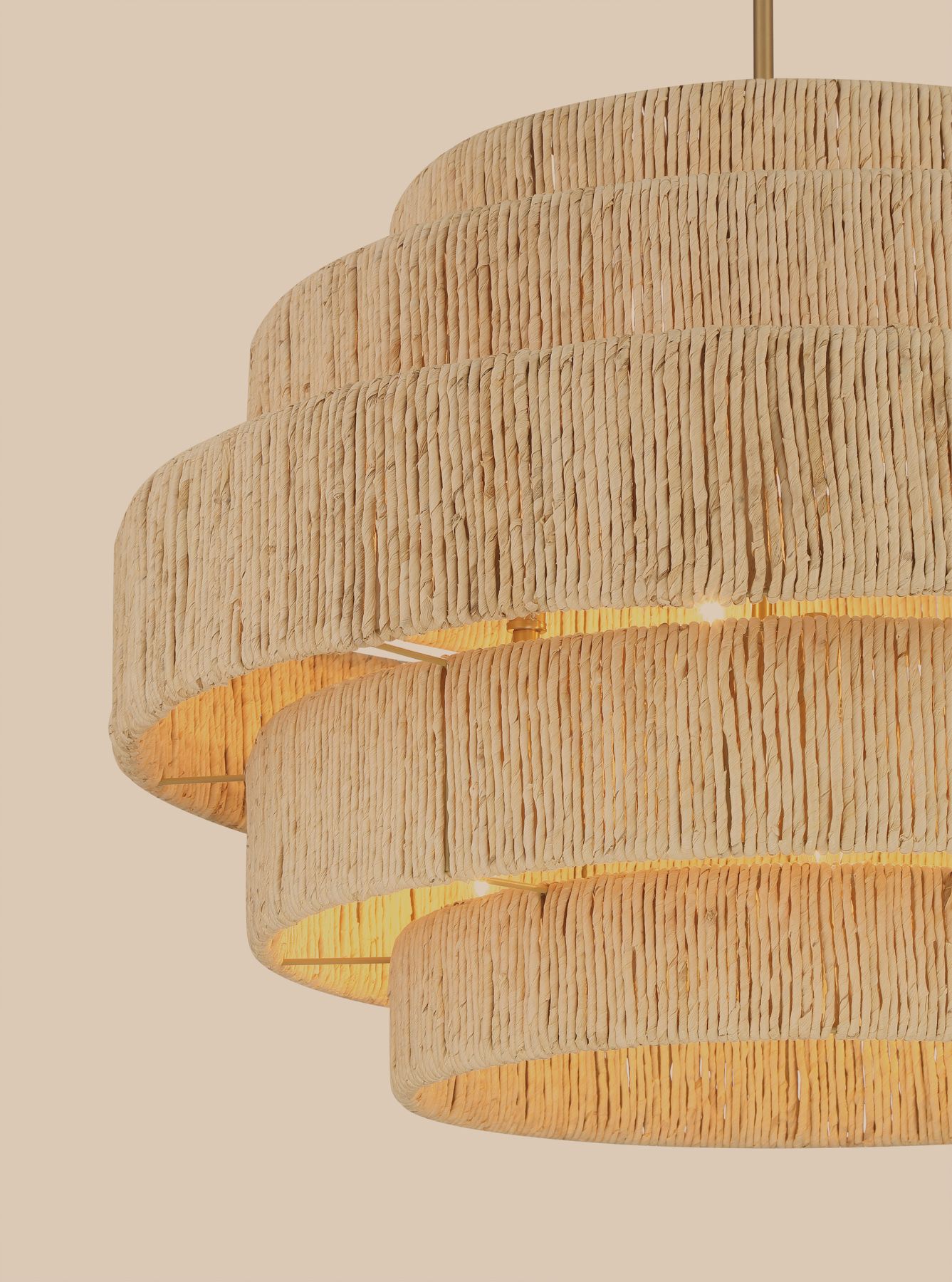 Minka Lavery Caviana 6-Light 31-in Brass Pendant with Natural Abaca Shades