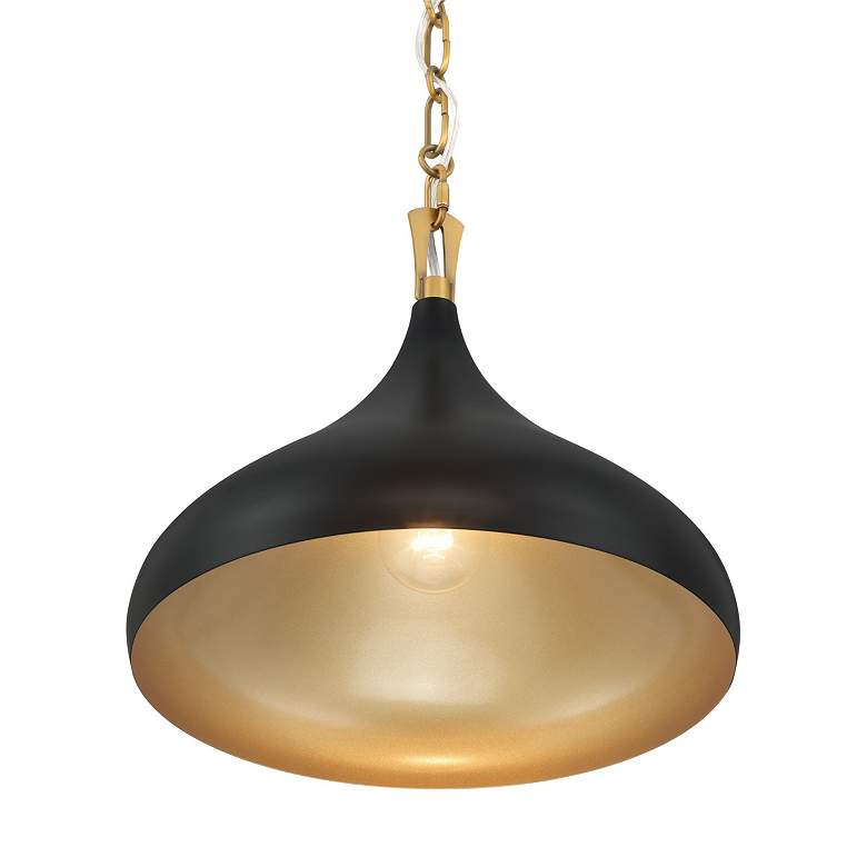 Image 4 Minka Lavery Cedar Lane 1-Light 12.75-in Brass and Black Pending Lighting more views