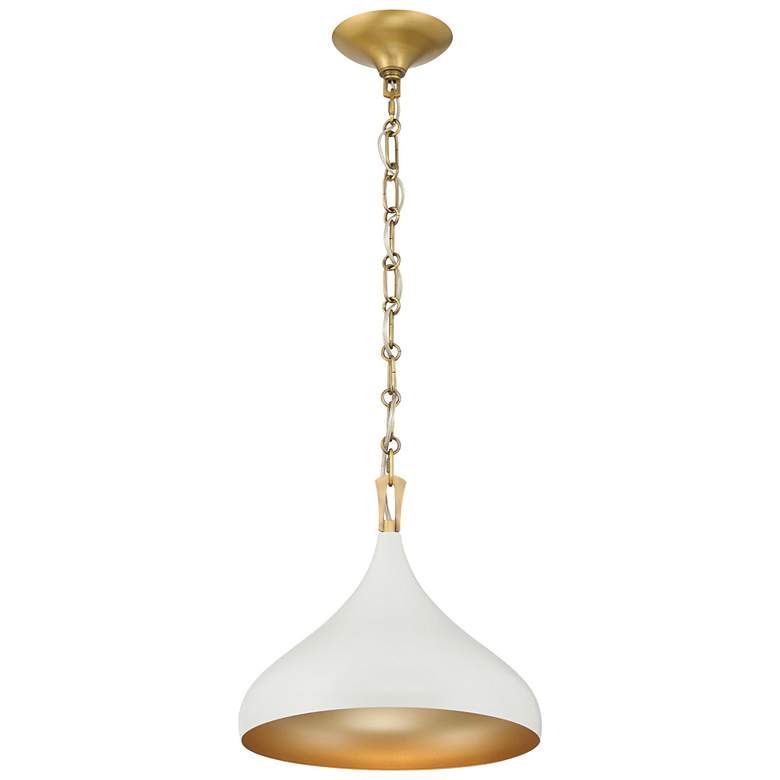 Image 1 Minka Lavery Cedar Lane 1-Light 12.75-in Brass and Cream Pending Lighting
