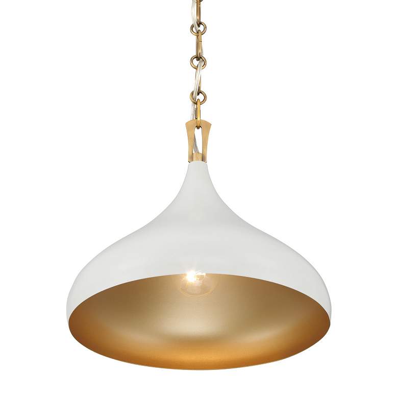 Image 4 Minka Lavery Cedar Lane 1-Light 12.75-in Brass and Cream Pending Lighting more views
