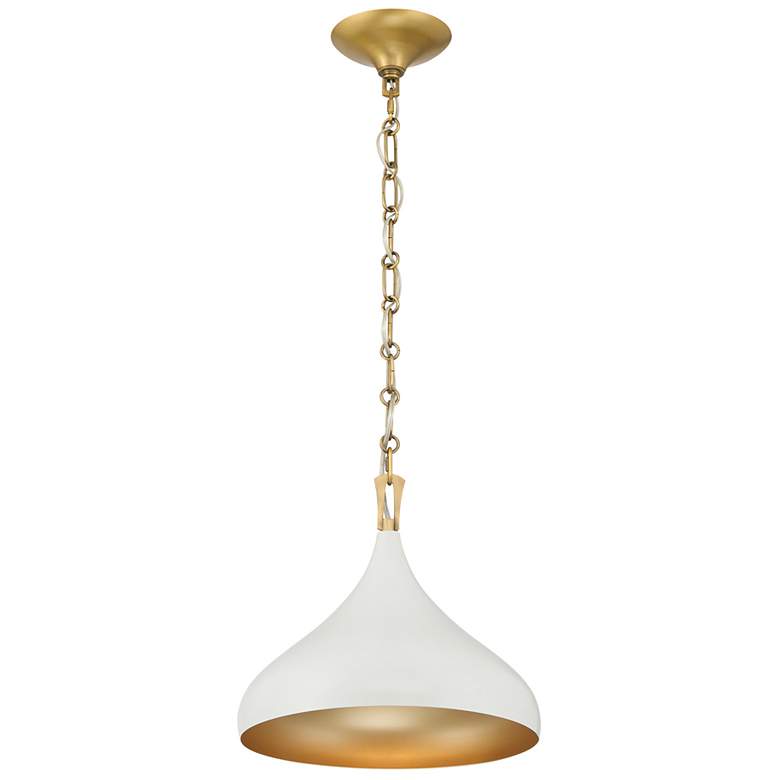 Image 6 Minka Lavery Cedar Lane 1-Light 12.75-in Brass and Cream Pending Lighting more views