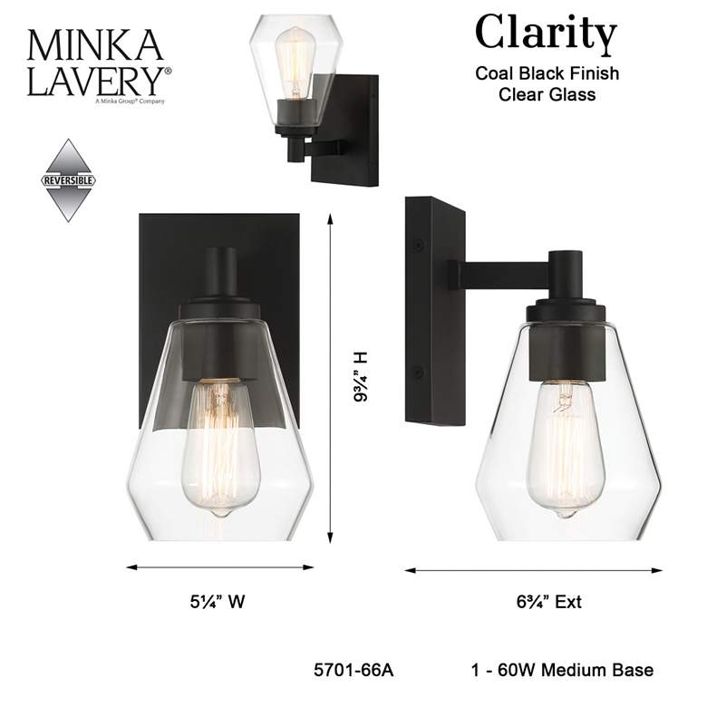 Image 6 Minka-Lavery Clarity 1-Light Black Bath Vanity more views