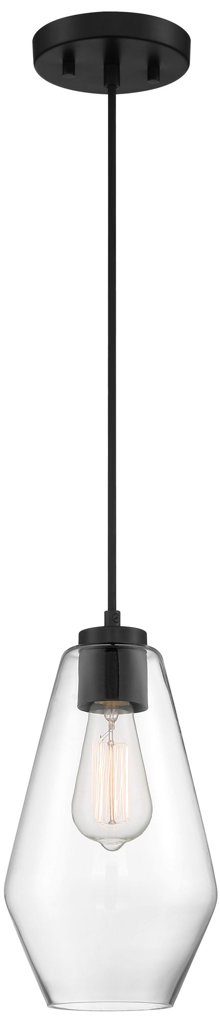 Minka Lavery Clarity 1-Light Coal Black Pendant with Clear Glass Shade