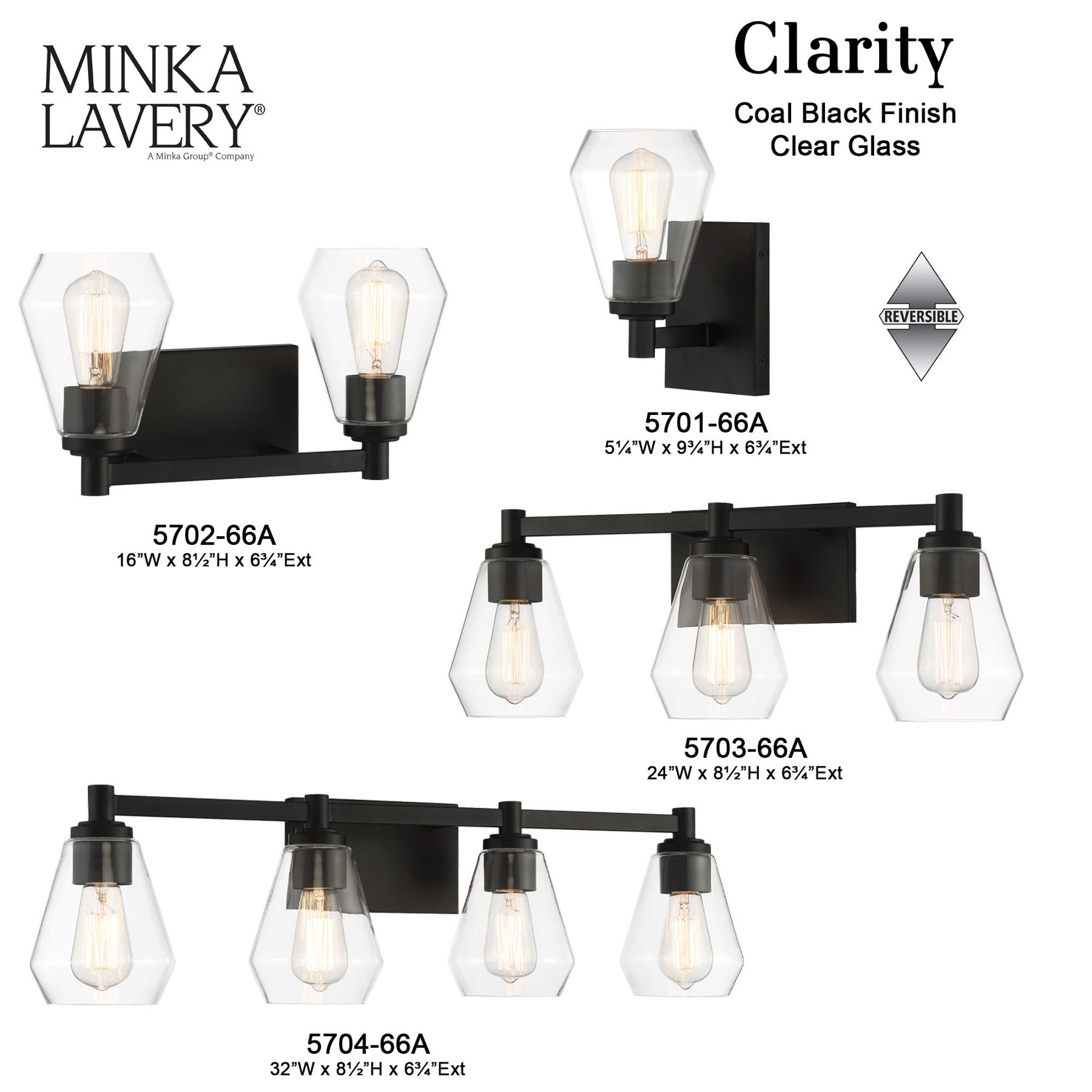 Minka-Lavery Clarity 3-Light Black Bath Vanity Light