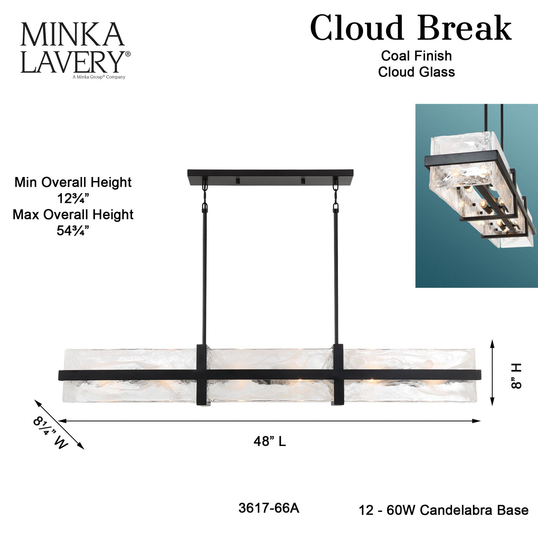 Minka Lavery Cloud Break 12-Light 48-inch Black Island Chandelier