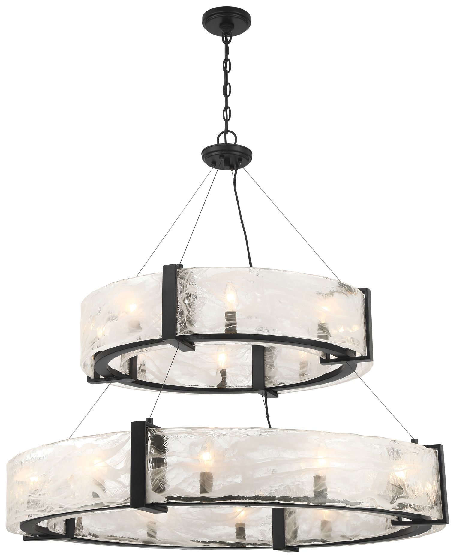 Image 3 Minka Lavery Cloud Break 20-Light 40-in Black Pendant with Glass Shade more views