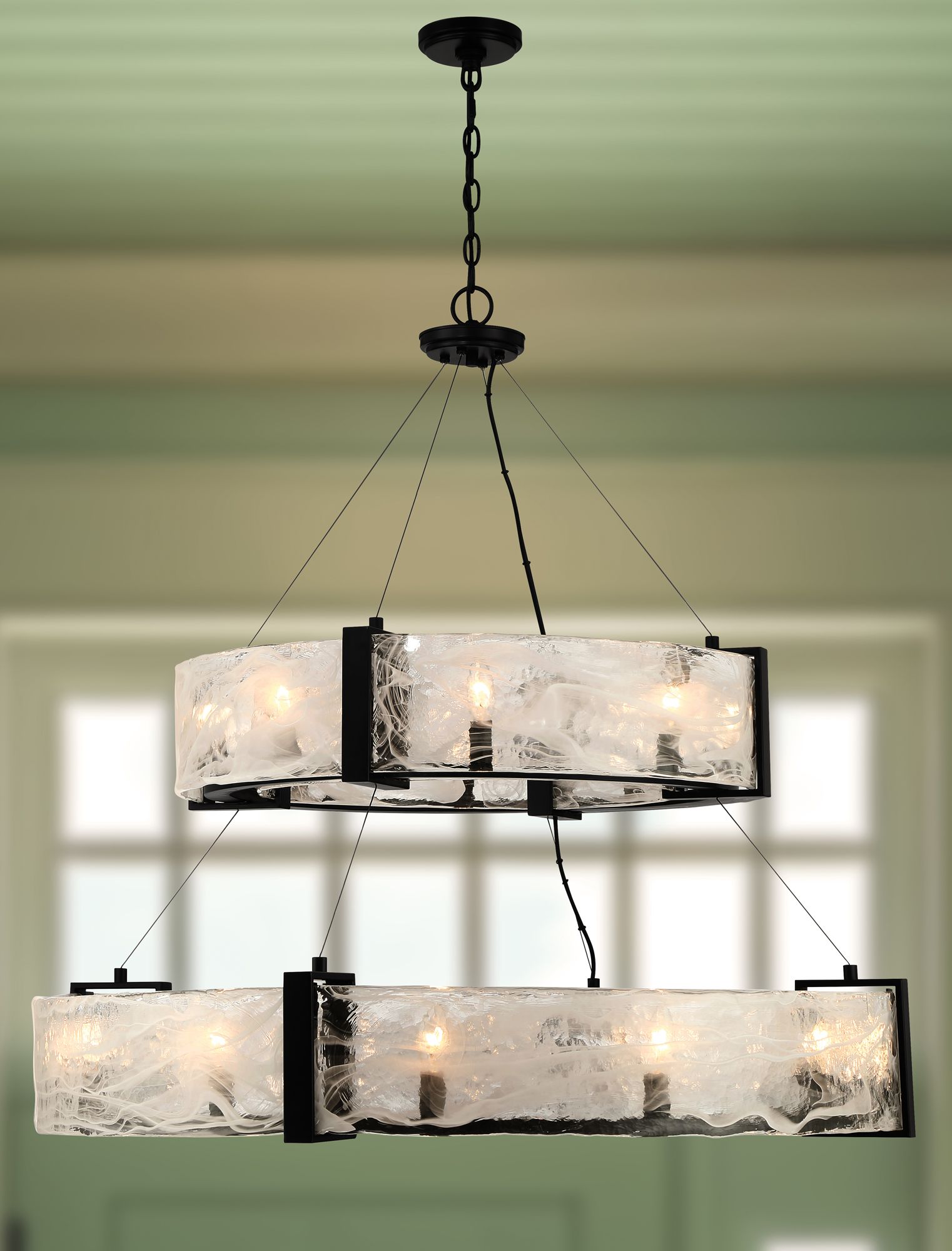 Minka Lavery Cloud Break 20-Light 40-in Black Pendant with Glass Shade