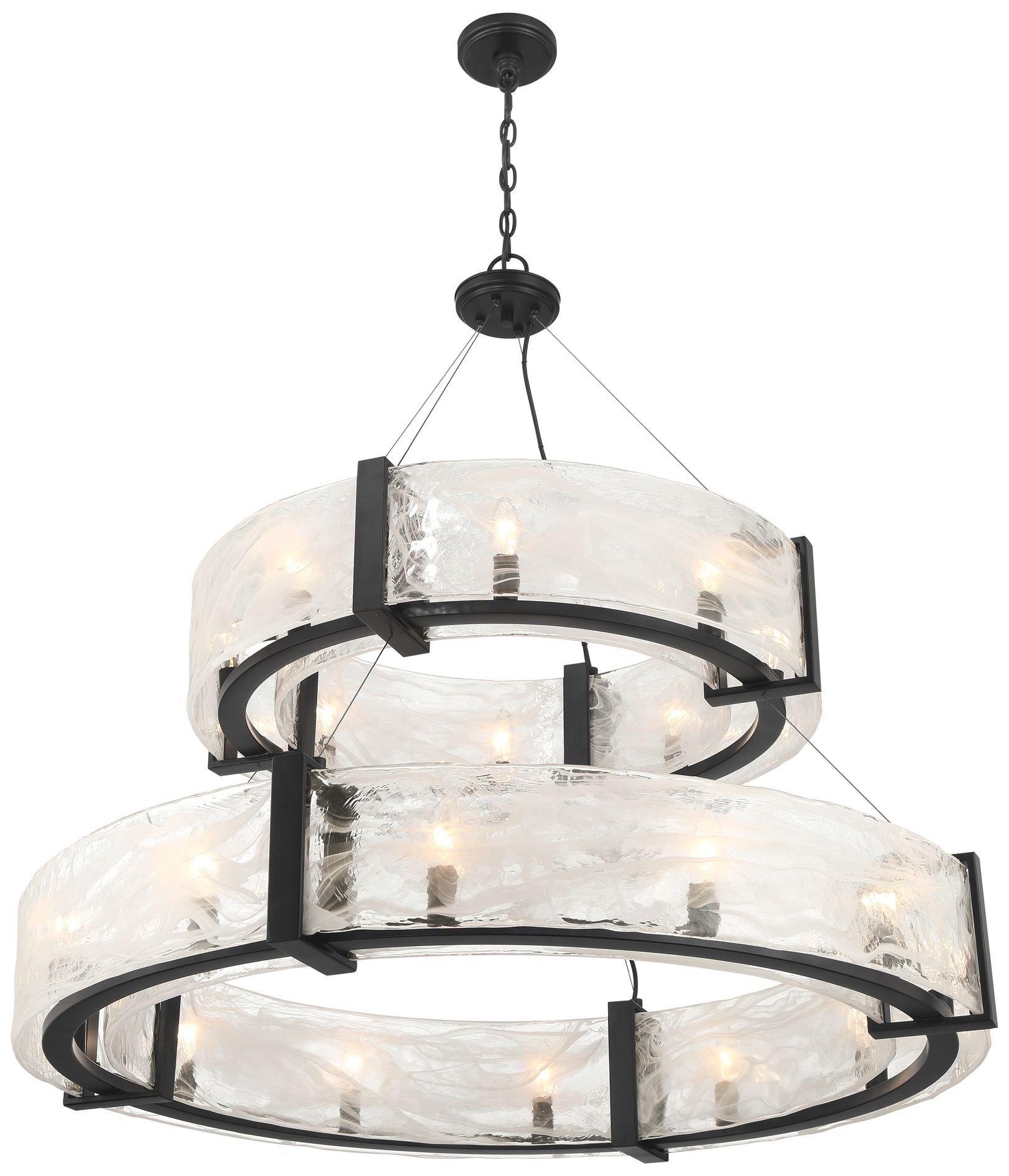 Image 5 Minka Lavery Cloud Break 20-Light 40-in Black Pendant with Glass Shade more views