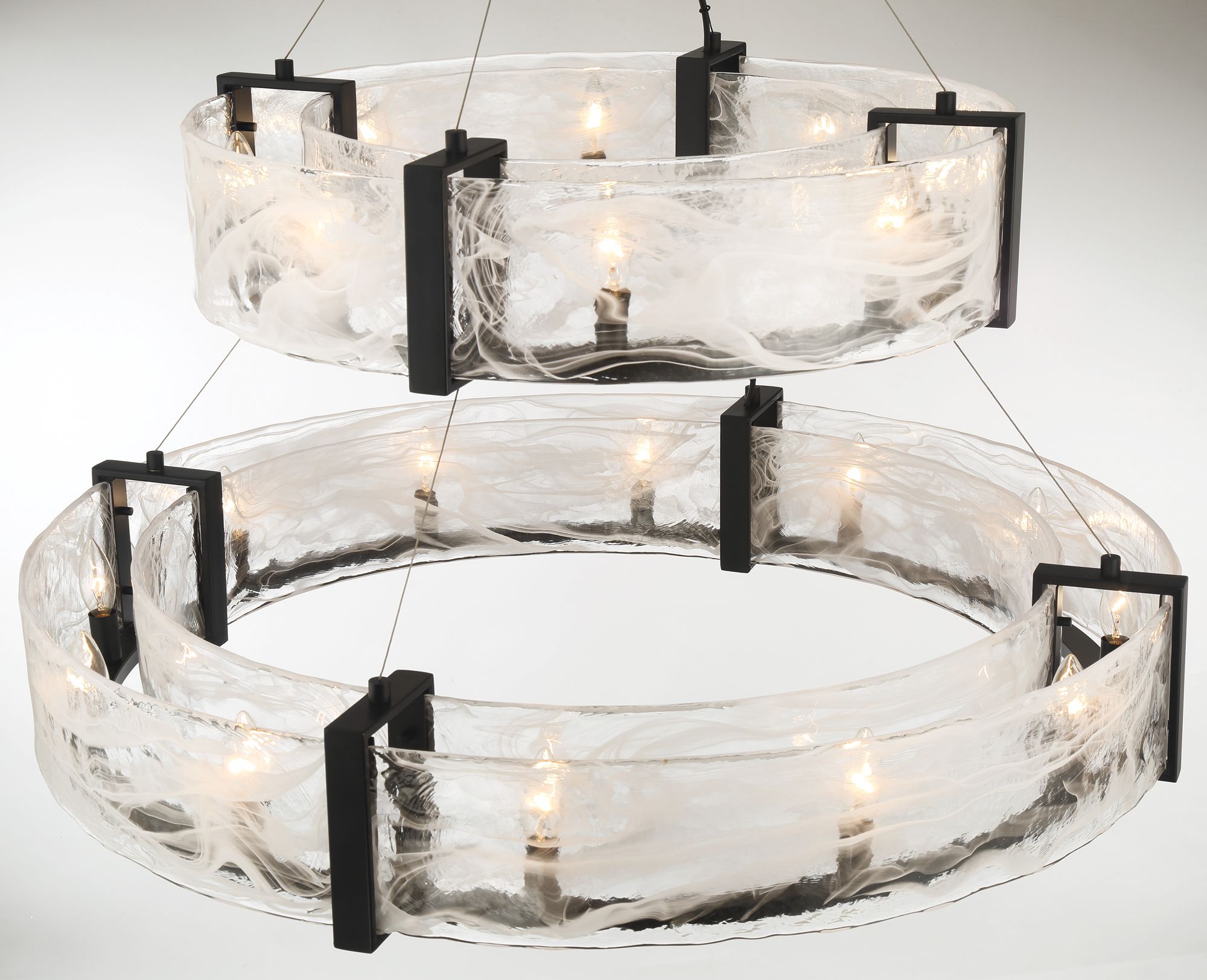 Image 6 Minka Lavery Cloud Break 20-Light 40-in Black Pendant with Glass Shade more views