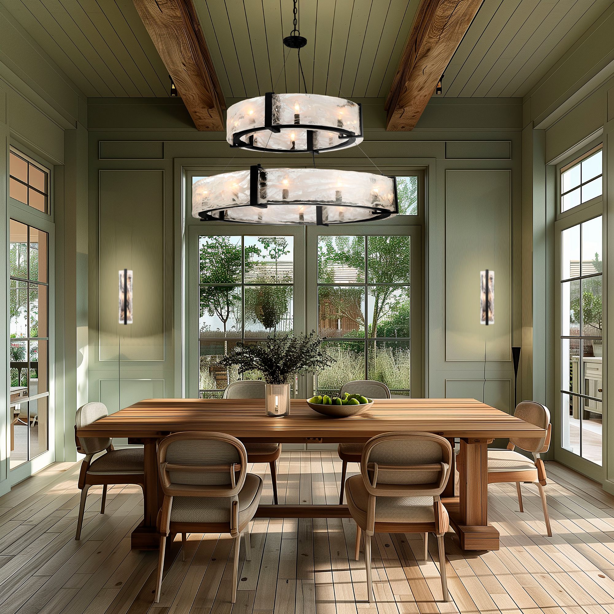 Minka Lavery Cloud Break 20-Light 40-in Black Pendant with Glass Shade