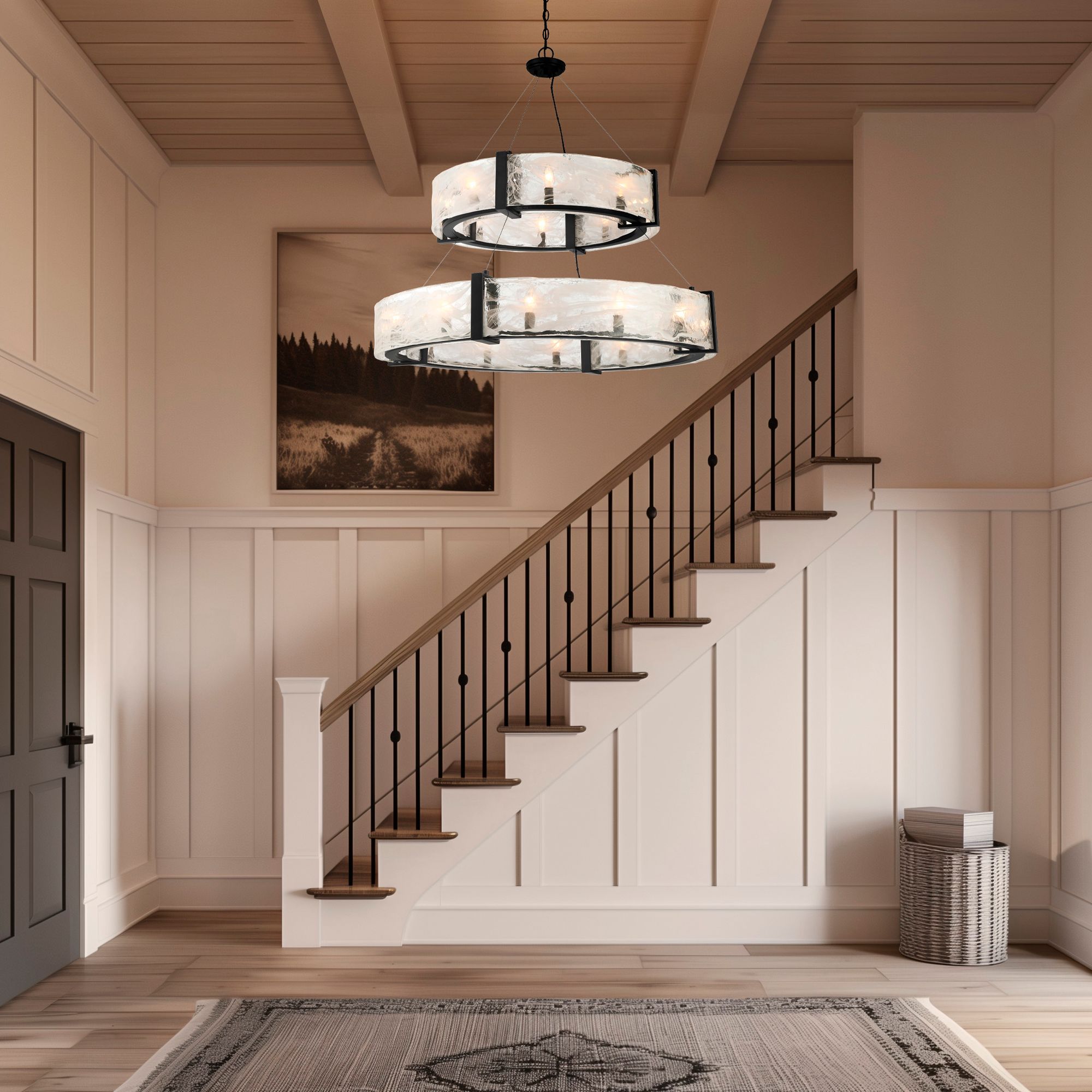 Minka Lavery Cloud Break 20-Light 40-in Black Pendant with Glass Shade