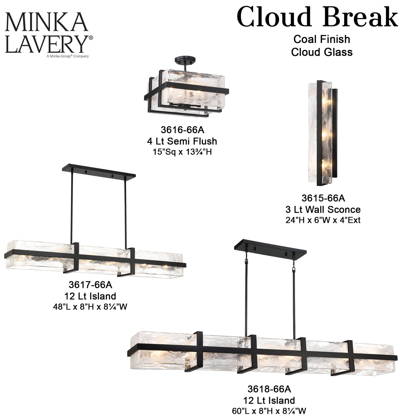Minka-Lavery Cloud Break 3-Light Black Wall Sconce in scene