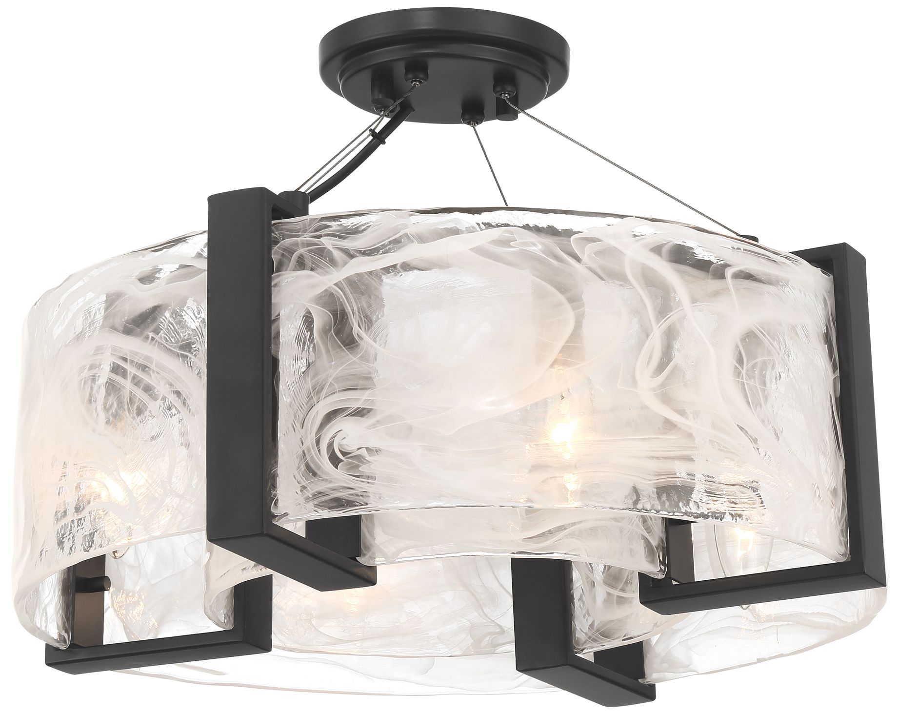 Minka Lavery Cloud Break 4-Light 18-in Black Semi-Flush with Glass Shade
