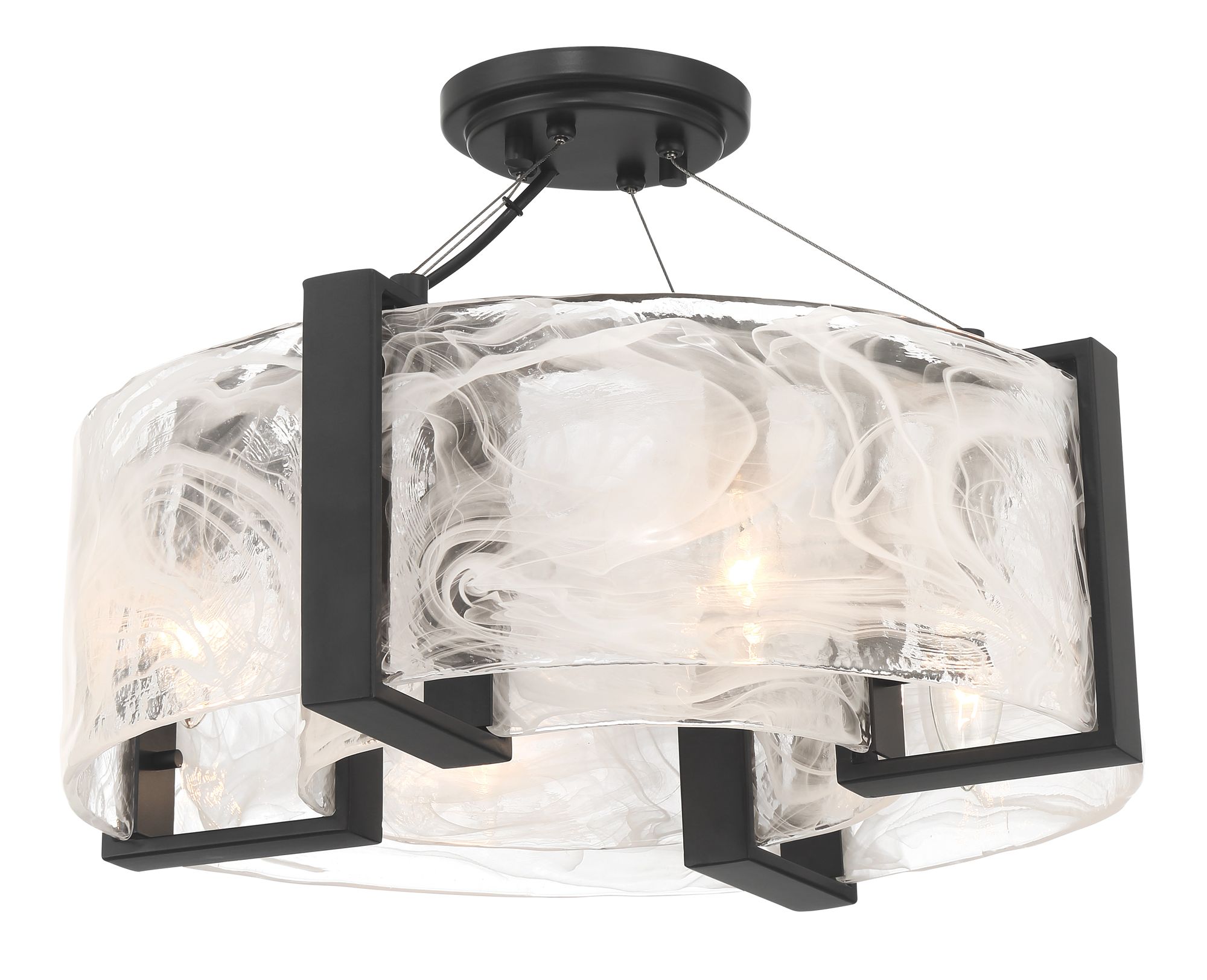 Image 3 Minka Lavery Cloud Break 4-Light 18-in Black Semi-Flush with Glass Shade more views