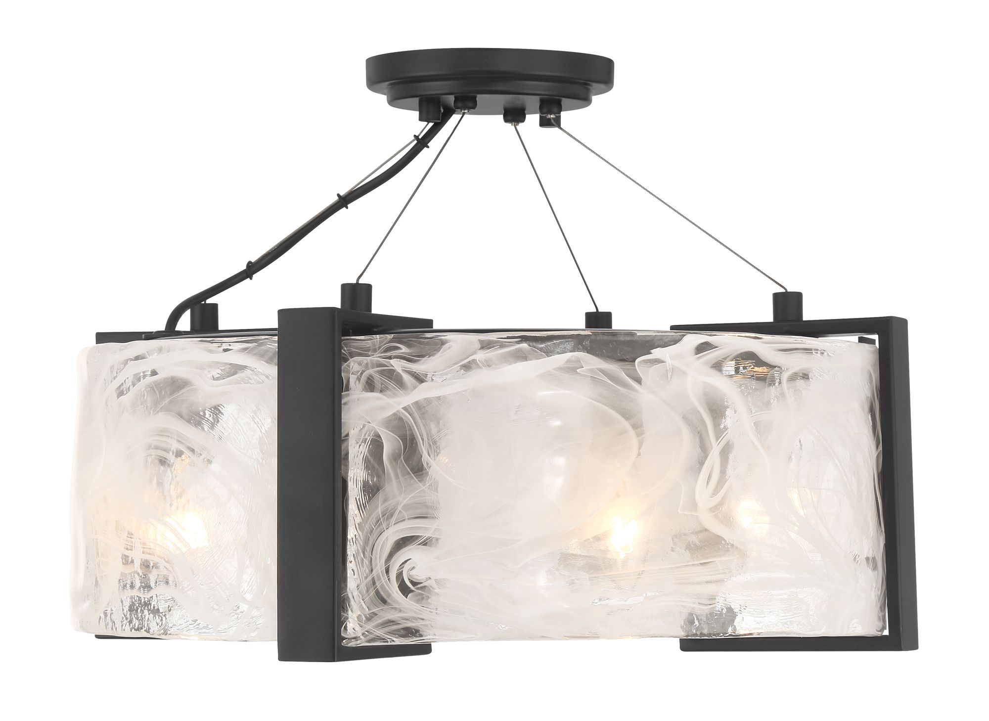 Image 4 Minka Lavery Cloud Break 4-Light 18-in Black Semi-Flush with Glass Shade more views