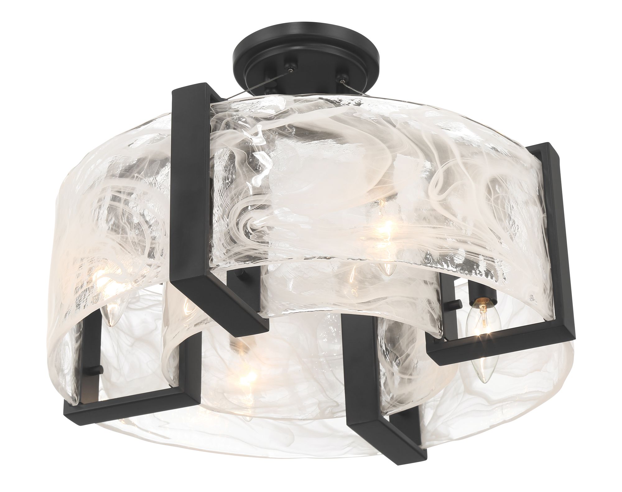 Image 5 Minka Lavery Cloud Break 4-Light 18-in Black Semi-Flush with Glass Shade more views