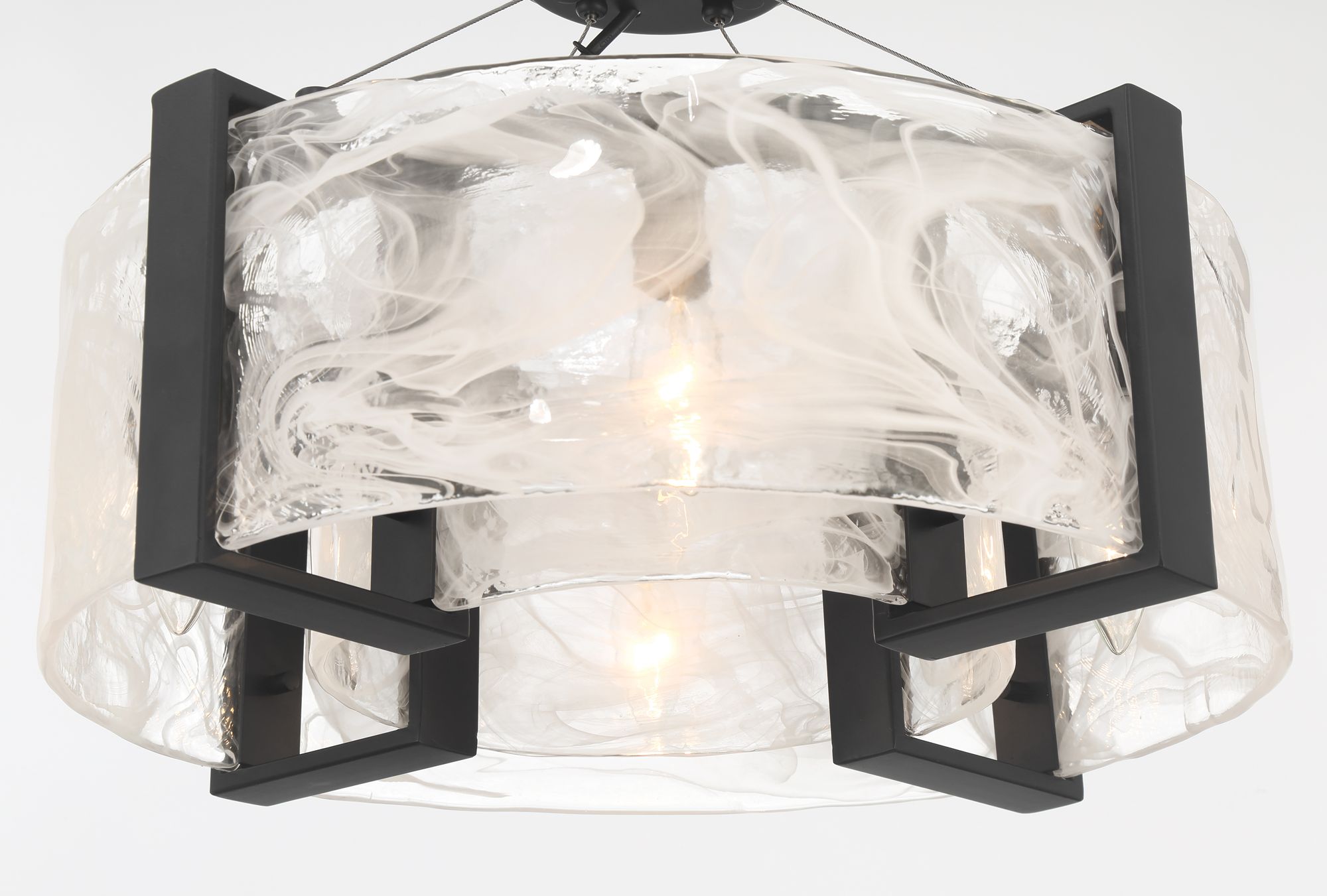 Image 6 Minka Lavery Cloud Break 4-Light 18-in Black Semi-Flush with Glass Shade more views
