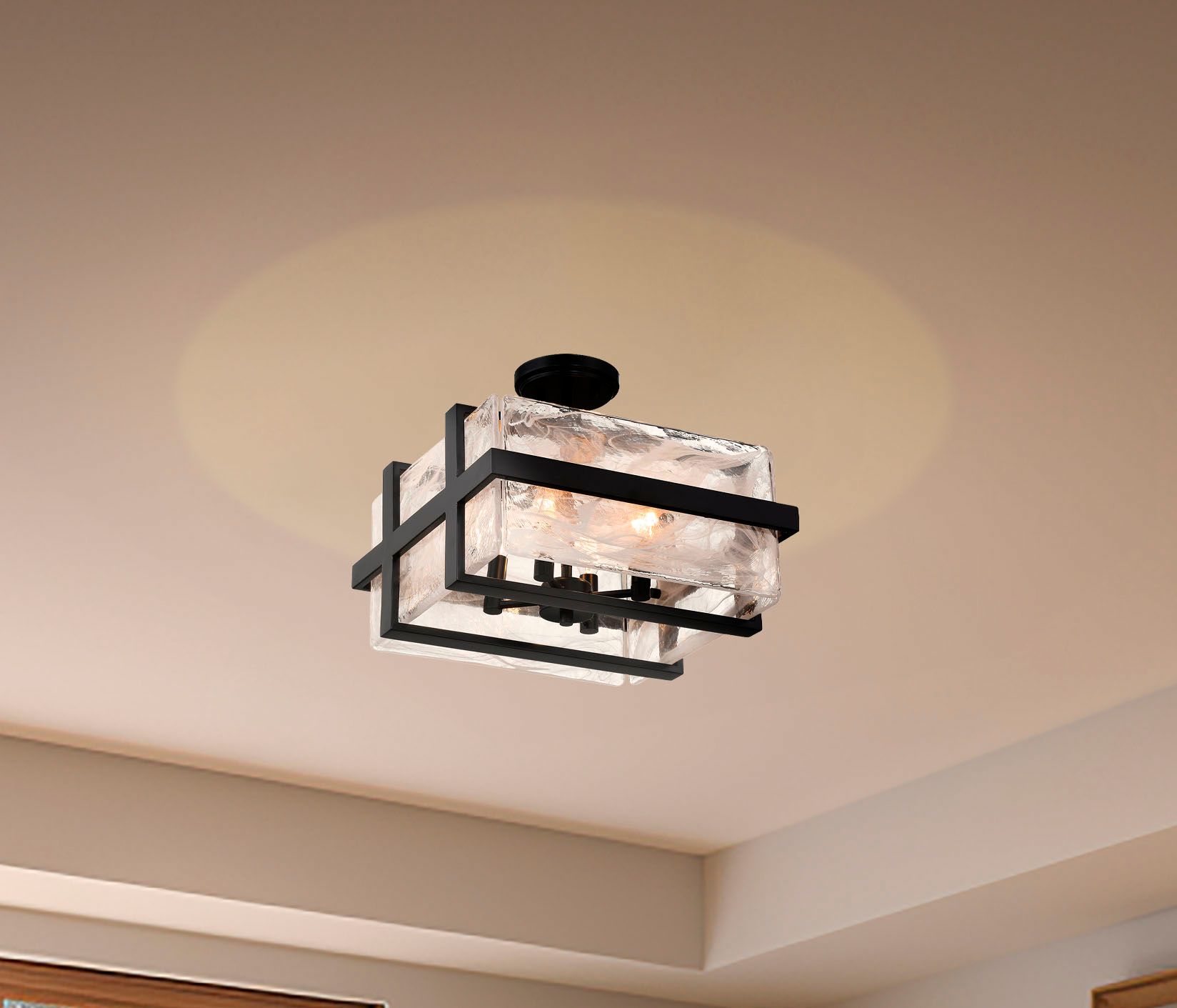 Minka Lavery Cloud Break 4-Light Black Semi-Flush Mount
