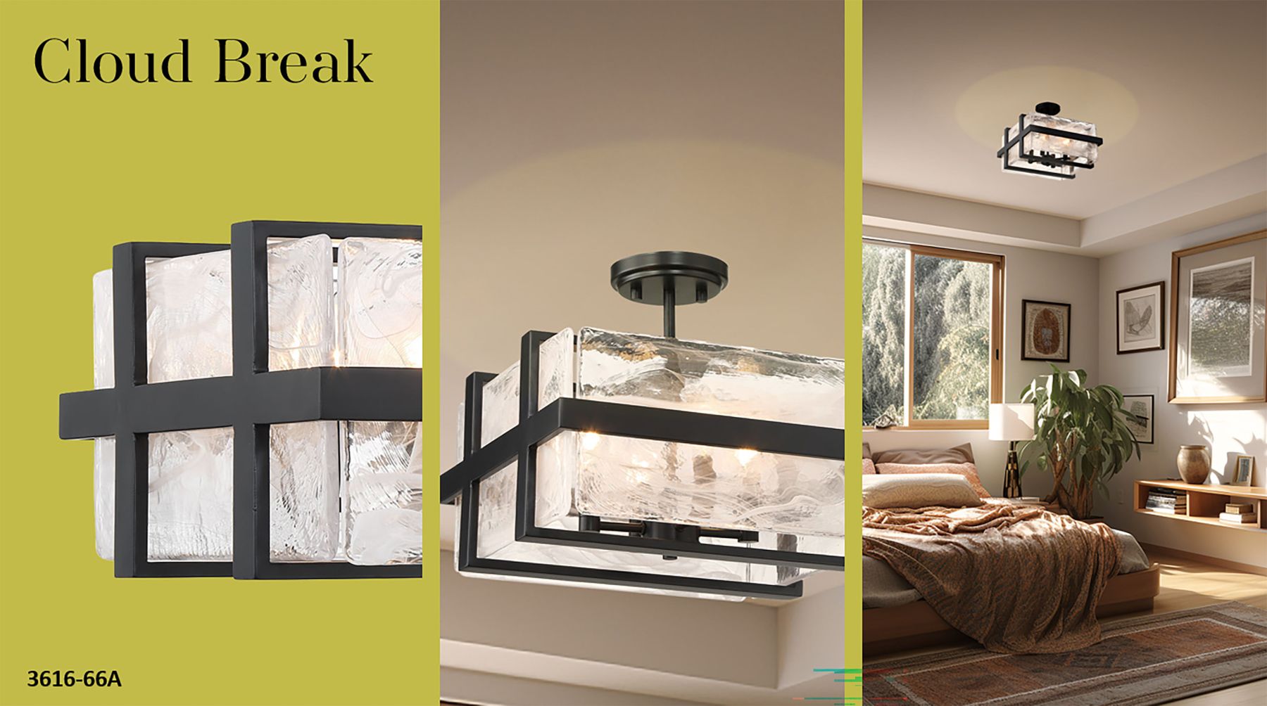Minka Lavery Cloud Break 4-Light Black Semi-Flush Mount