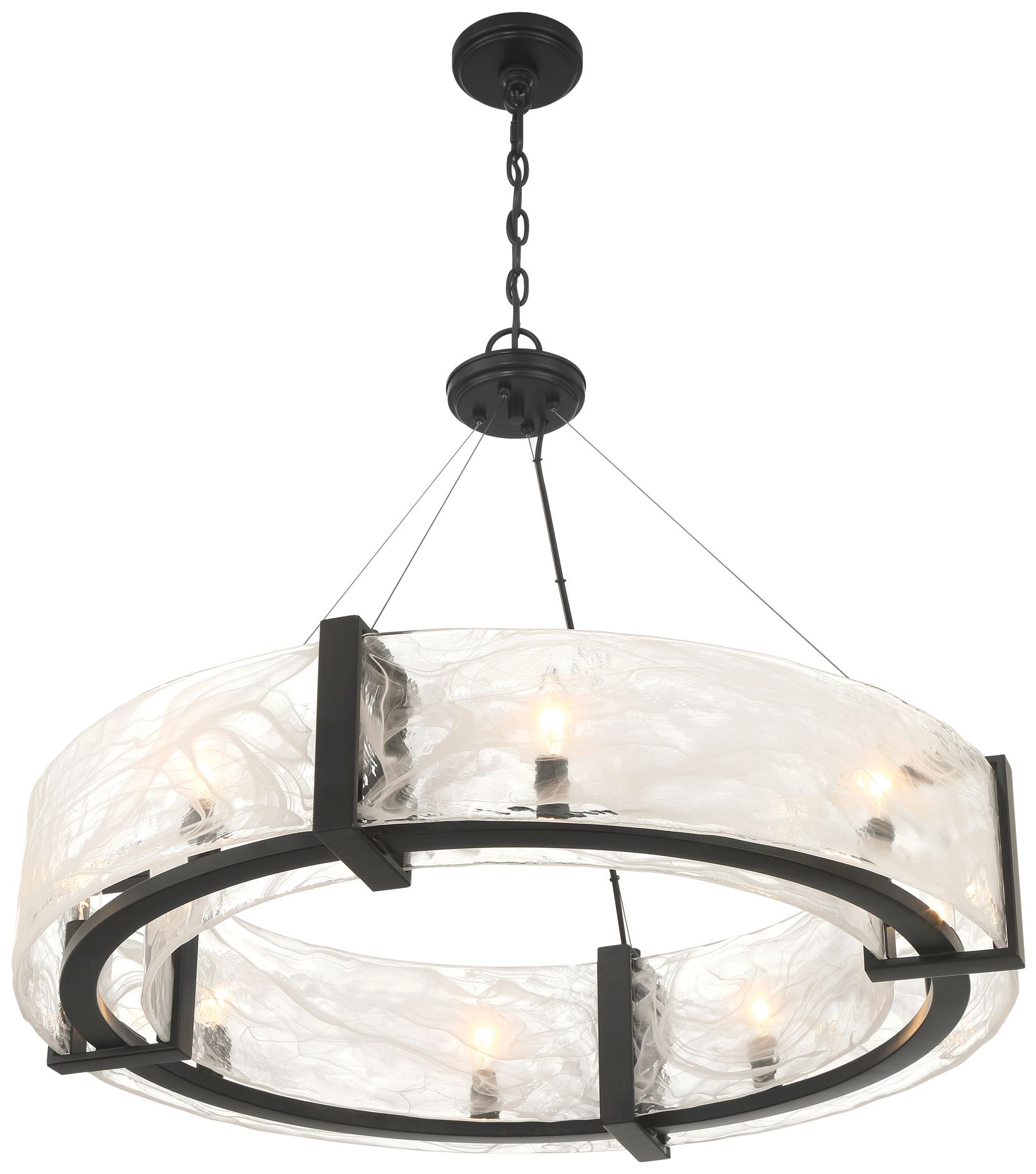 Image 5 Minka Lavery Cloud Break 8-Light 32.5-in Black Pendant with Glass Shade more views
