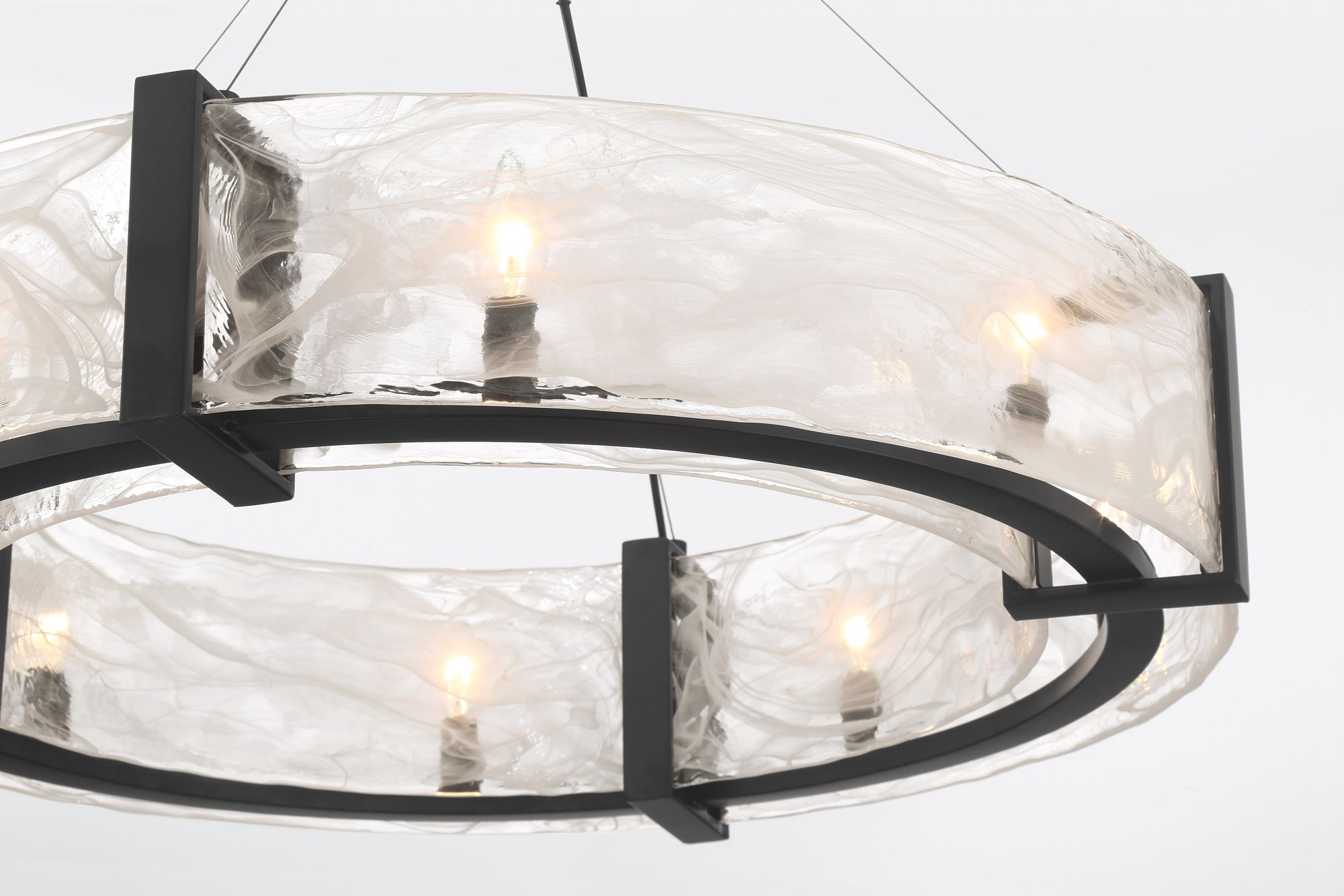 Image 6 Minka Lavery Cloud Break 8-Light 32.5-in Black Pendant with Glass Shade more views