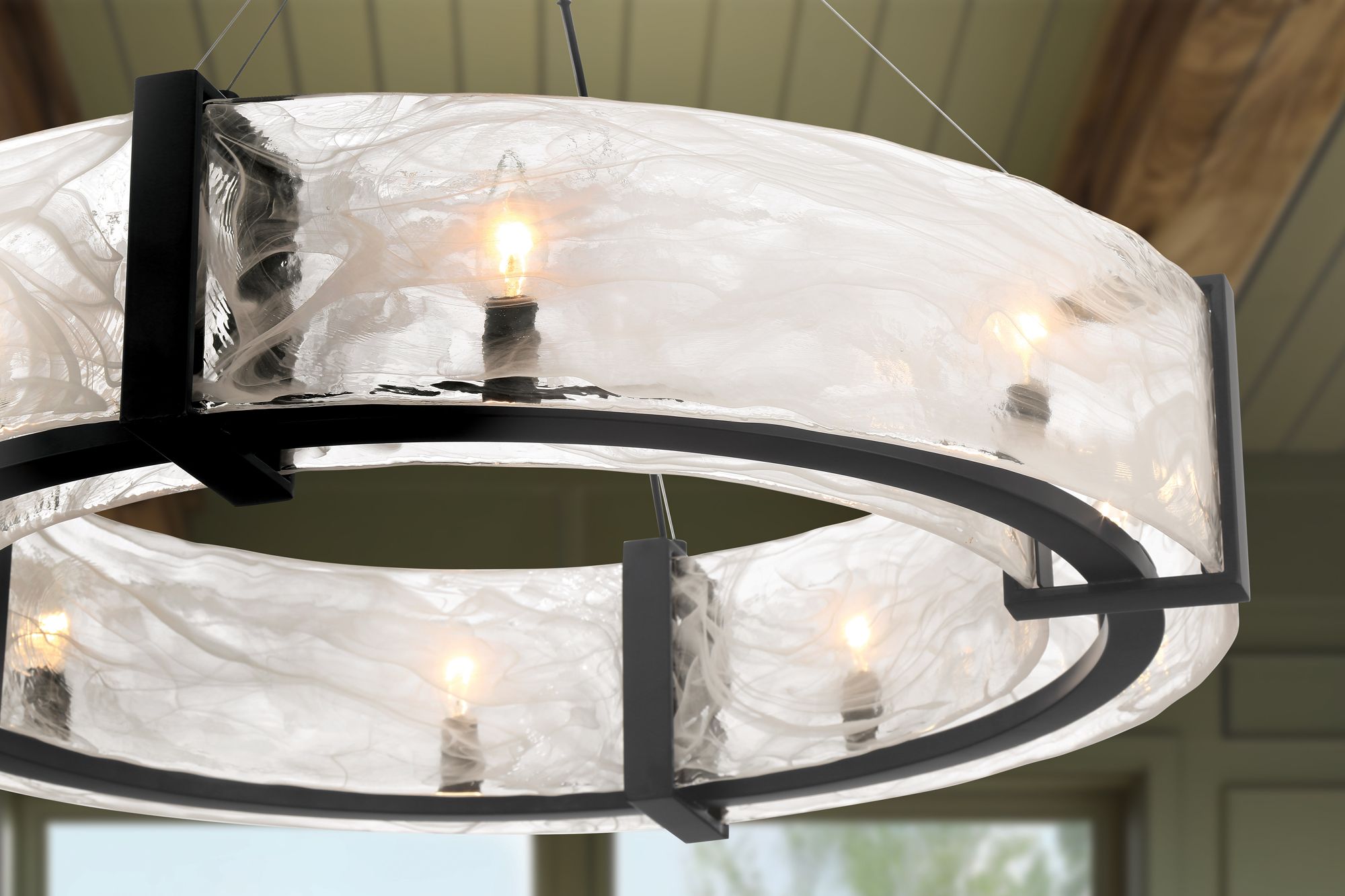 Image 7 Minka Lavery Cloud Break 8-Light 32.5-in Black Pendant with Glass Shade more views