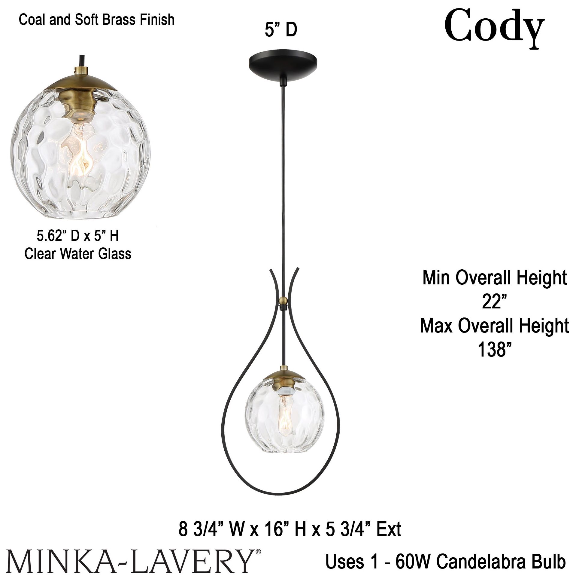 Image 7 Minka Lavery Cody 1-Light Coal and Soft Brass Mini-Pendant more views