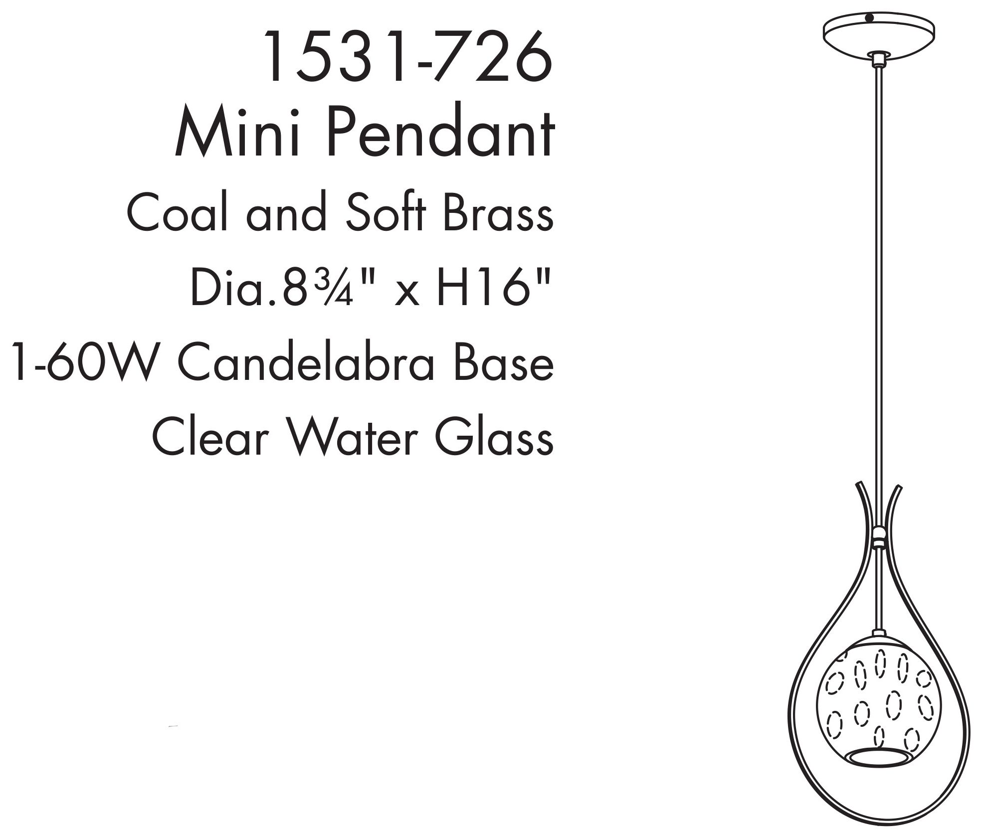 Minka Lavery Cody 1-Light Coal and Soft Brass Mini-Pendant