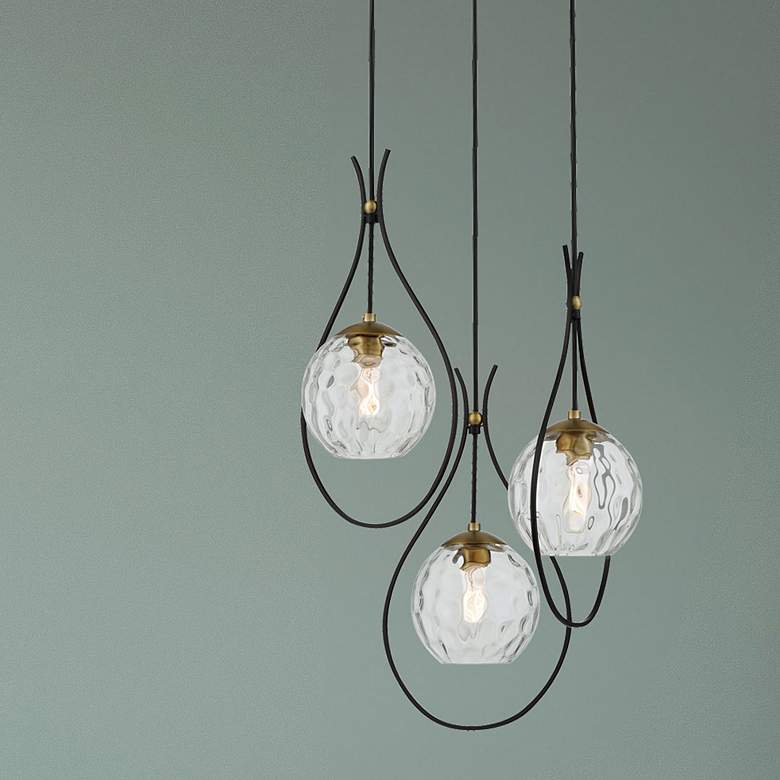 Image 1 Minka Lavery Cody 3-Light Coal and Soft Brass Pan Pendant