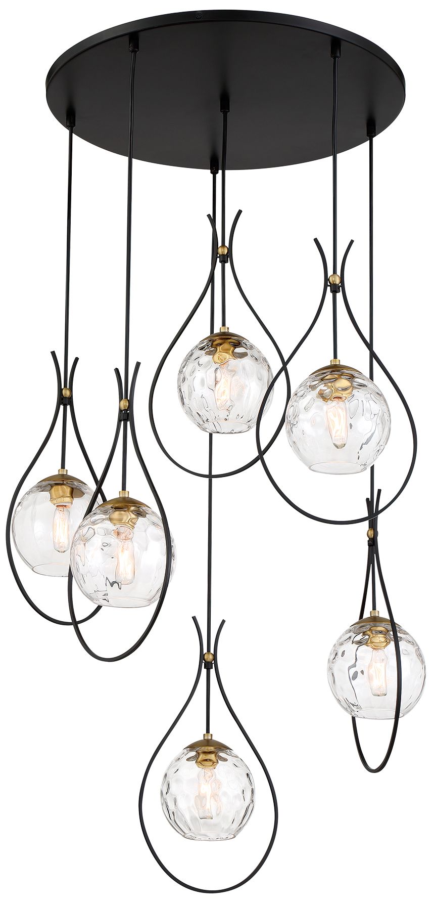 Minka Lavery Cody 6-Light Coal and Soft Brass Pan Pendant