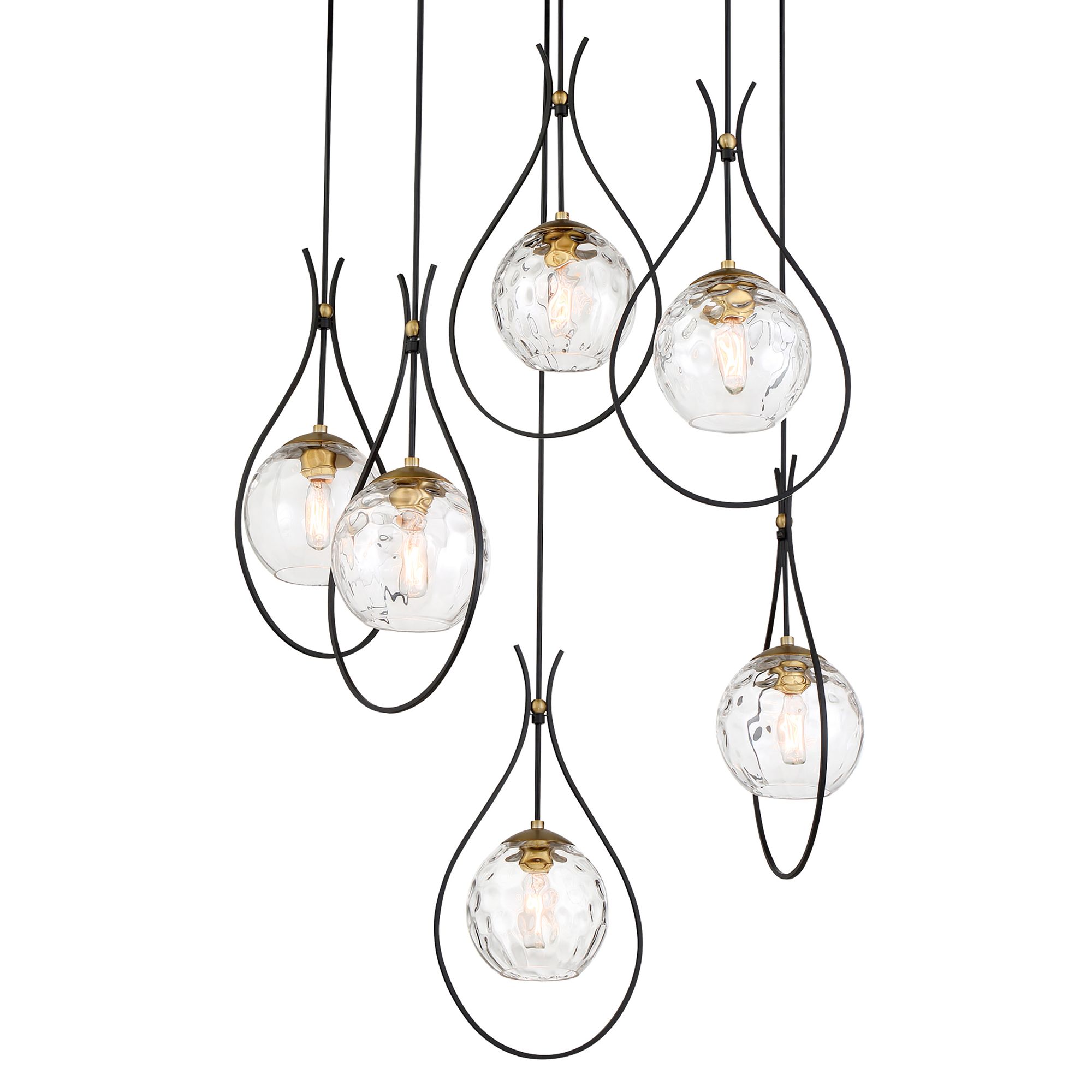 Image 6 Minka Lavery Cody 6-Light Coal and Soft Brass Pan Pendant more views