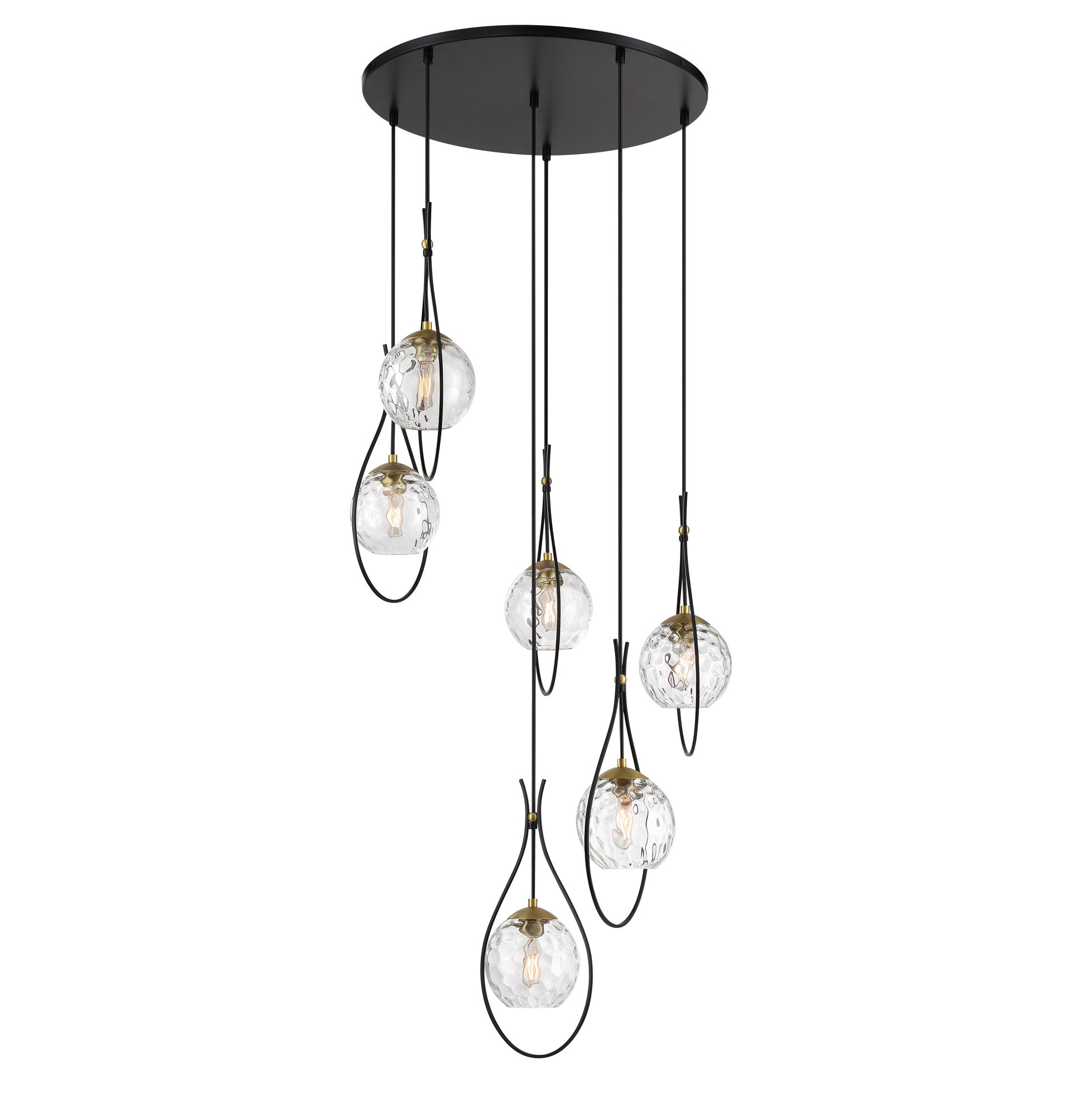 Minka Lavery Cody 6-Light Coal and Soft Brass Pan Pendant