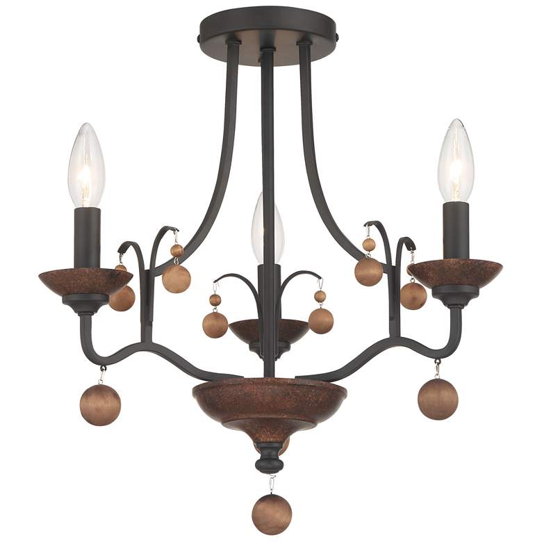 Image 1 Minka-Lavery Colonial Charm 3-Light Bronze with Walnut Semi Flush Mount