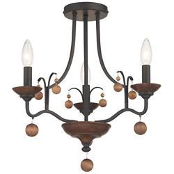 Minka-Lavery Colonial Charm 3-Light Bronze with Walnut  Semi Flush Mount