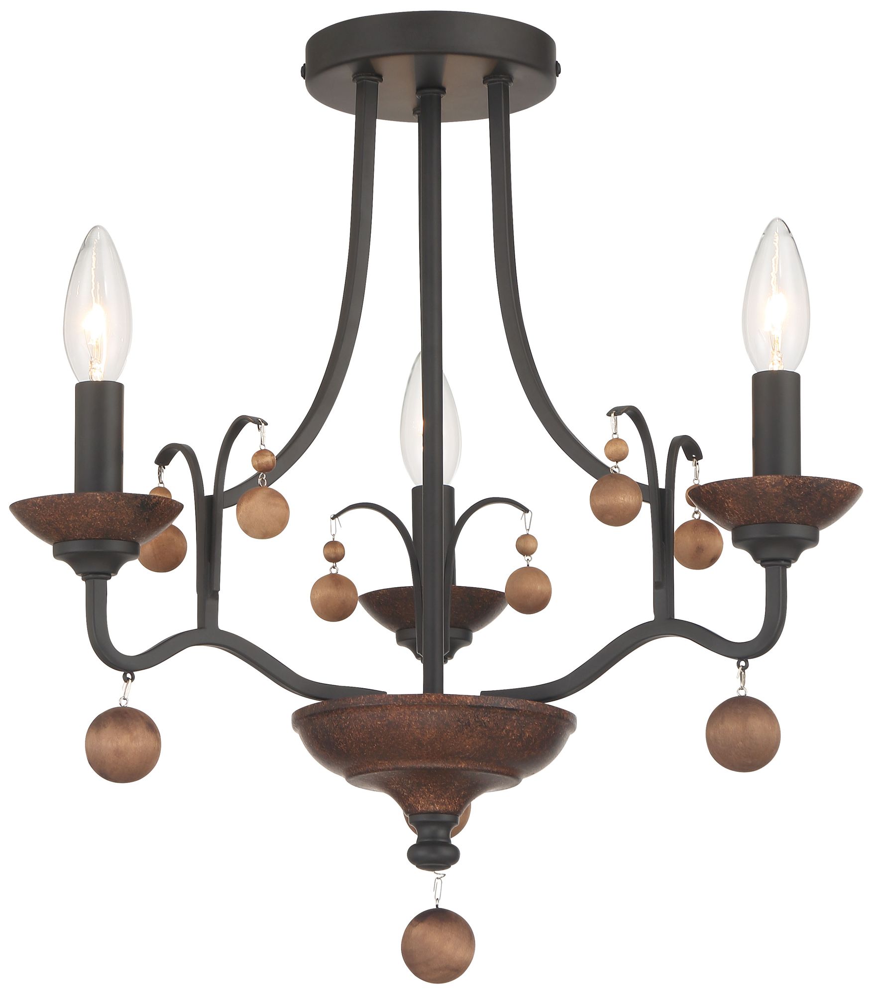 Image 2 Minka-Lavery Colonial Charm 3-Light Old World Bronze Semi Flush Mount