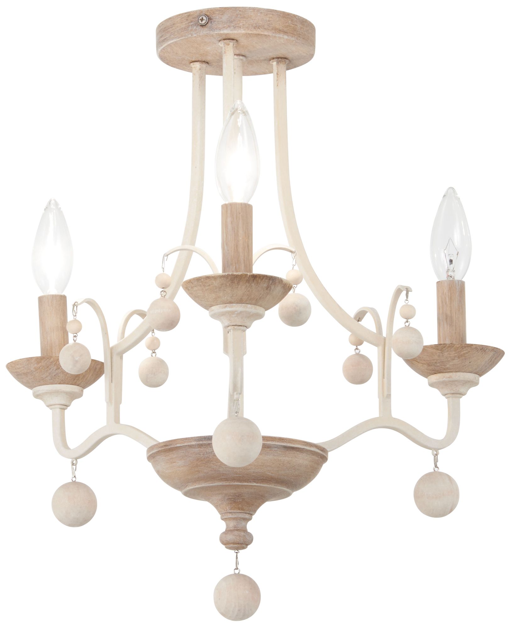 Image 2 Minka-Lavery Colonial Charm 3-Light White Wash and Clay Semi Flush Mount