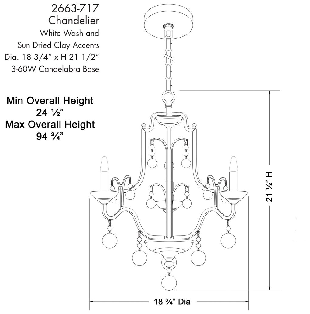 Minka-Lavery Colonial Charm 3-Light White Wash and Sun Clay Chandelier
