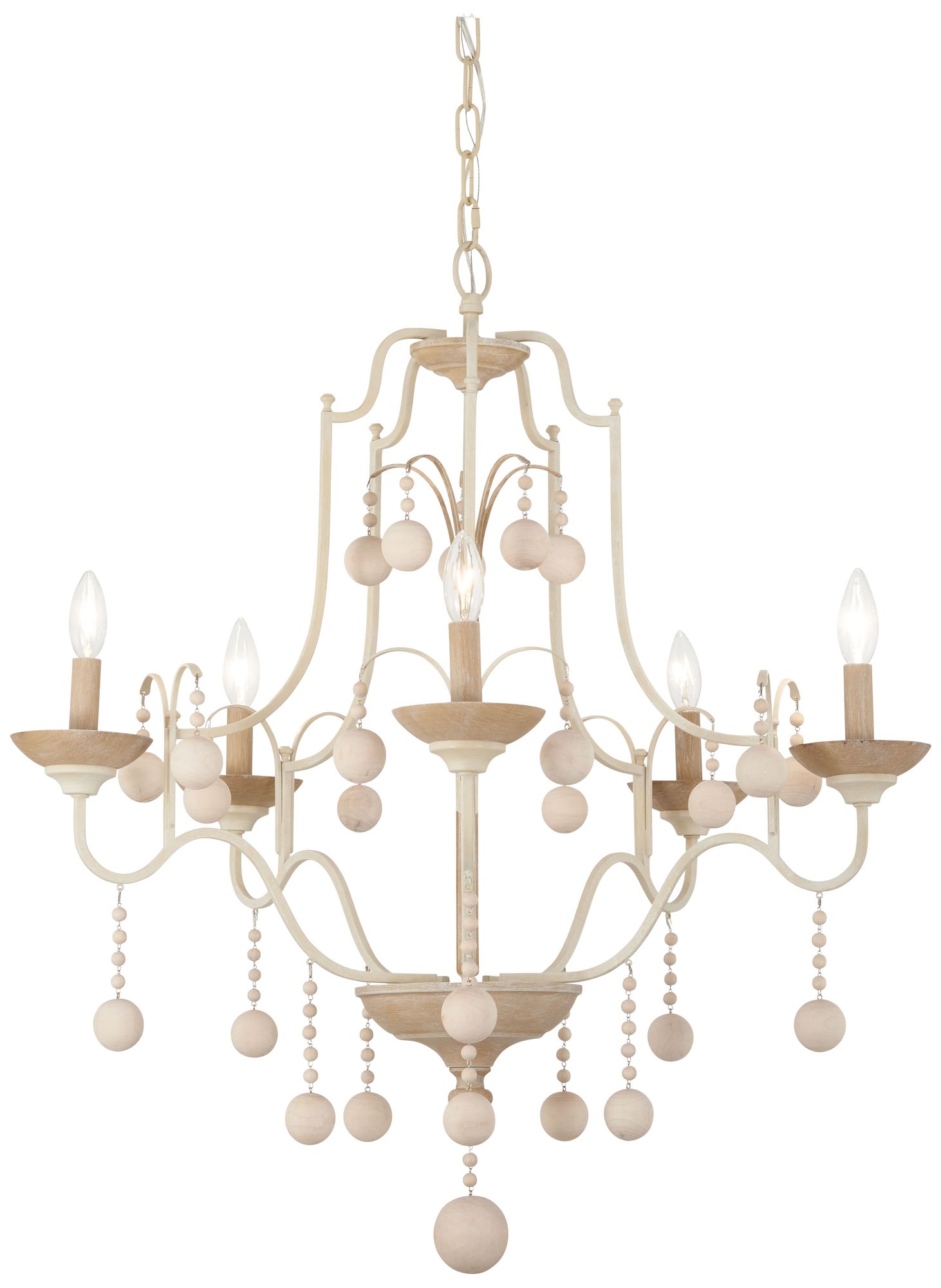 Minka-Lavery Colonial Charm 5-Light White Wash and Sun Clay Chandelier
