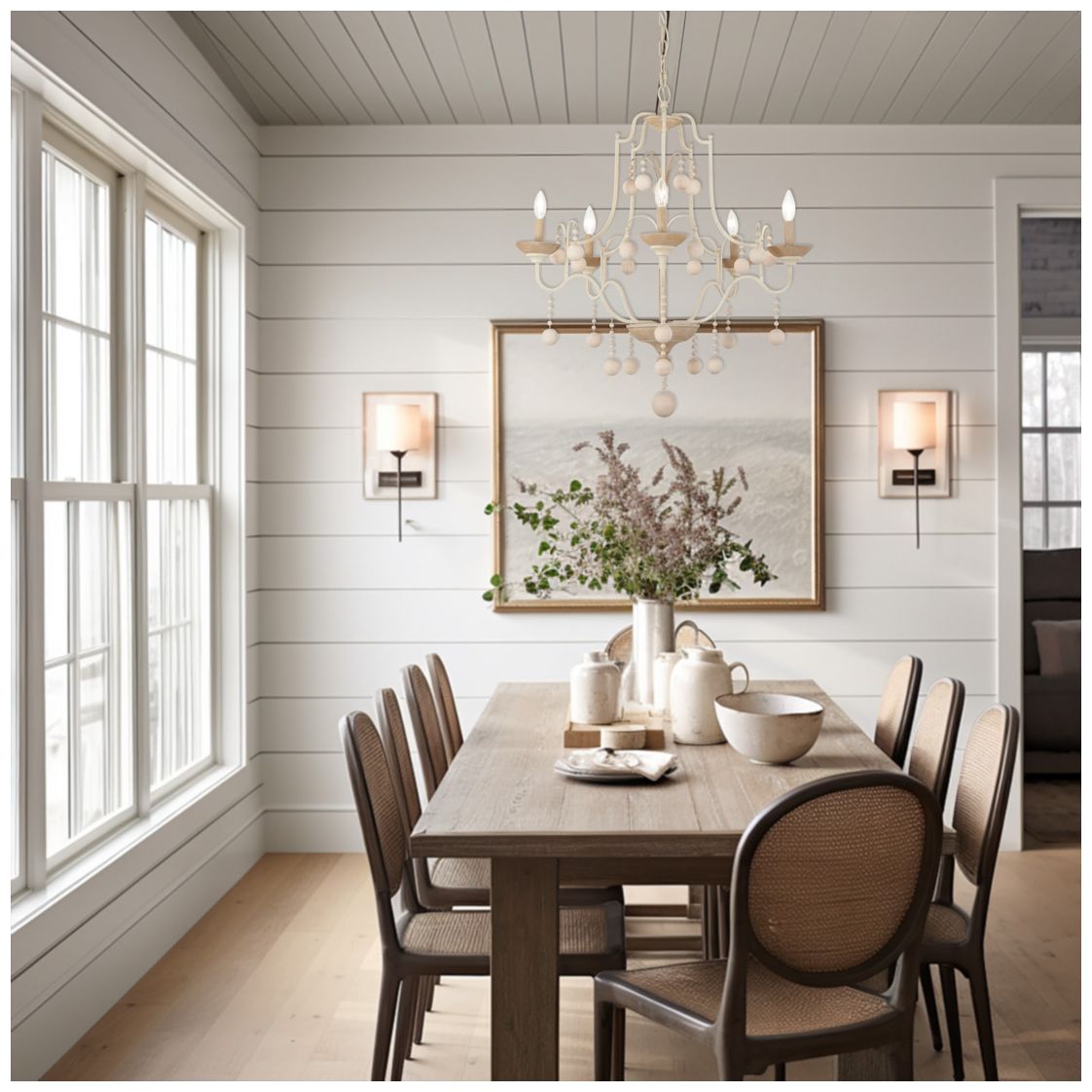 Image 3 Minka-Lavery Colonial Charm 5-Light White Wash and Sun Clay Chandelier more views