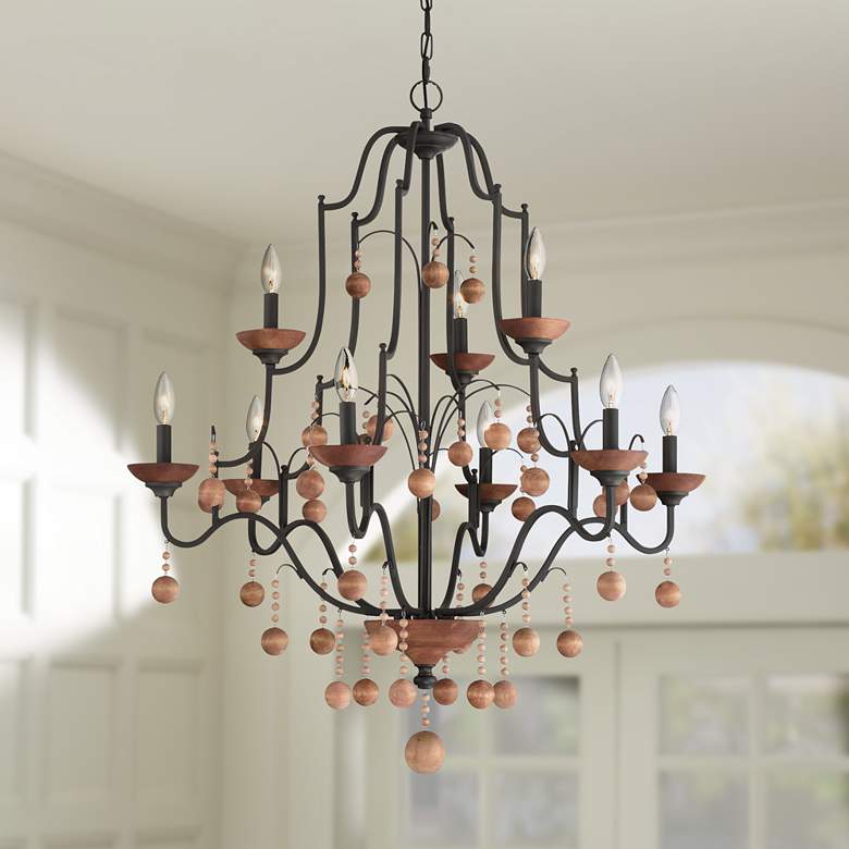 Image 1 Minka-Lavery Colonial Charm 9-Light Old World Bronze with Walnut