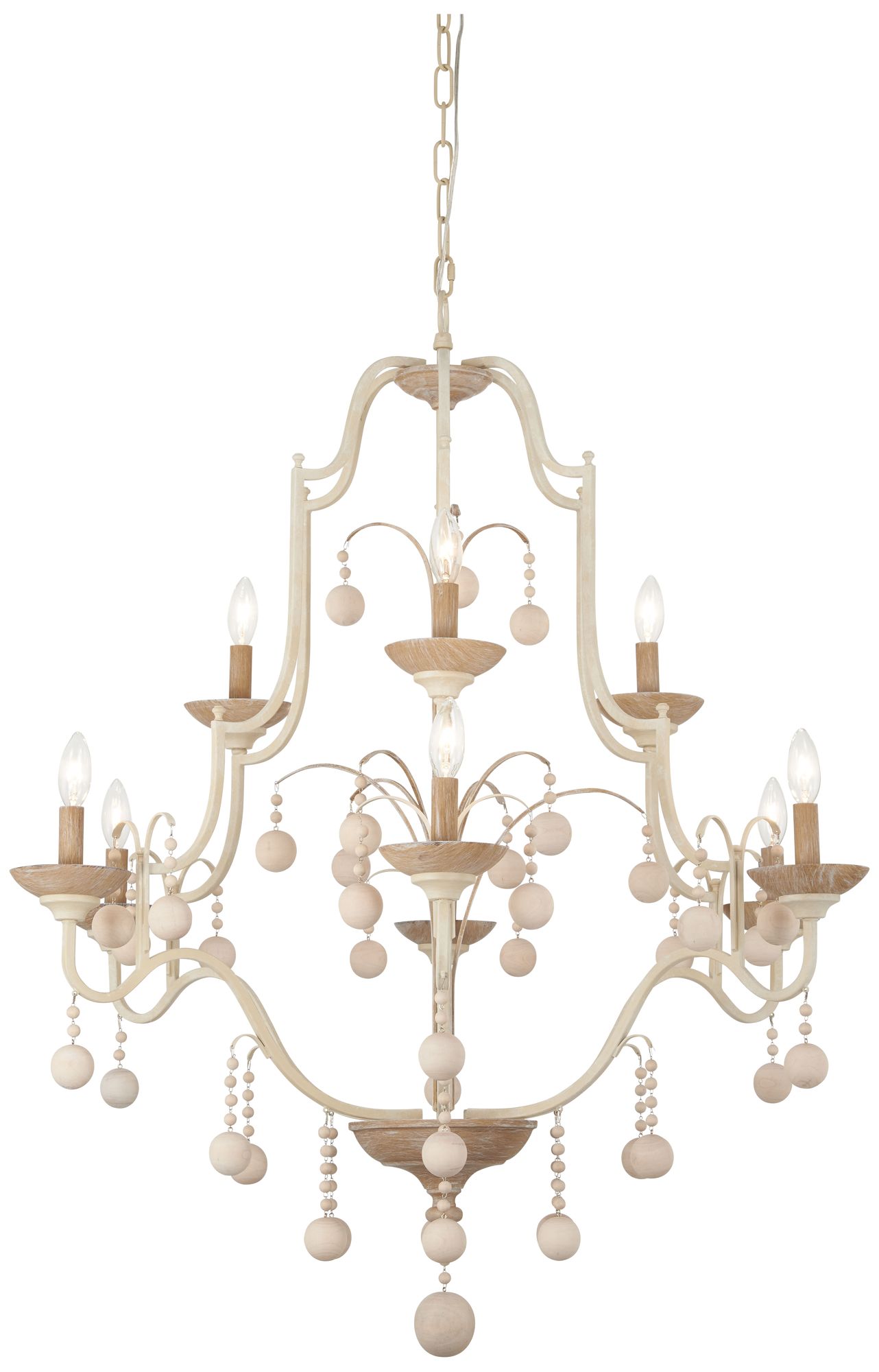 Image 2 Minka-Lavery Colonial Charm 9-Light White Wash and Sun Clay Chandelier