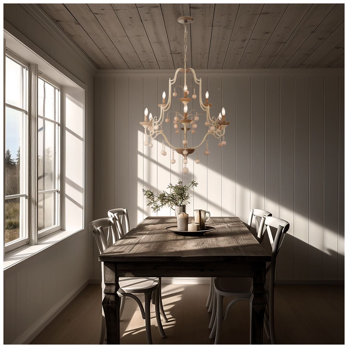 Image 3 Minka-Lavery Colonial Charm 9-Light White Wash and Sun Clay Chandelier more views