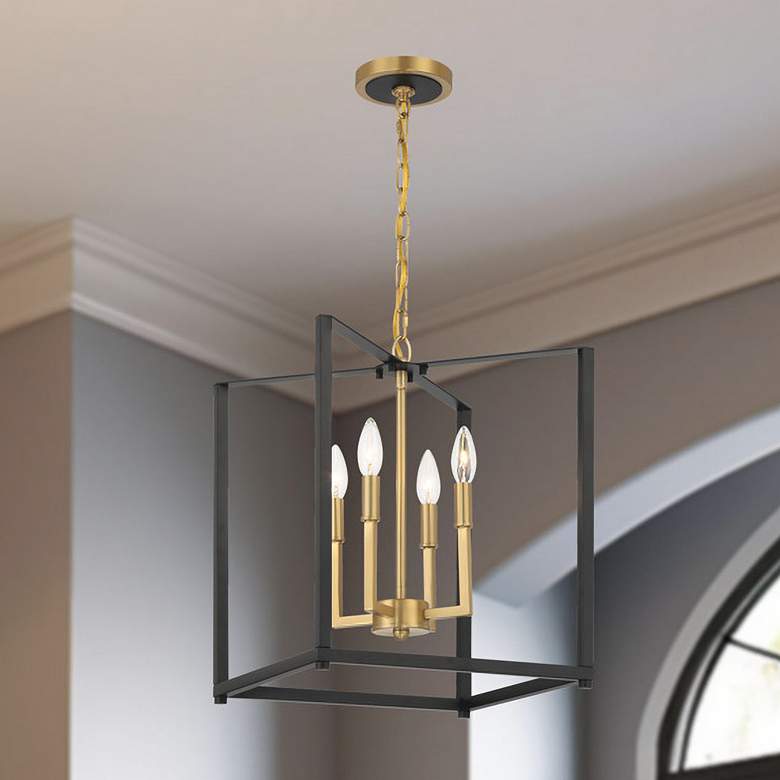 Image 1 Minka Lavery Colwick 4-Light 13.88-in Black and Signature Brass Pendant